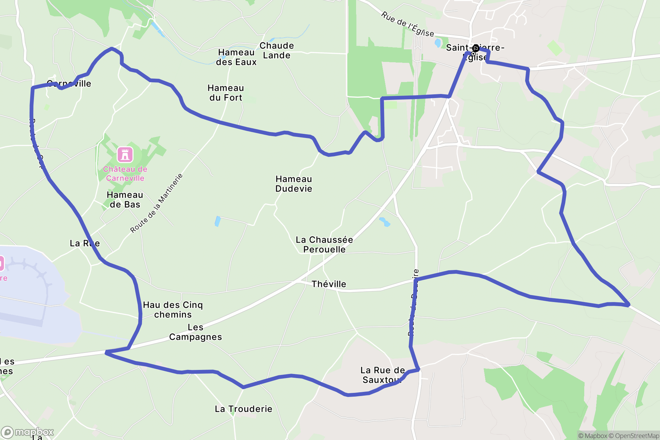 Saint-Pierre-Église : carte du parcours de randonnée - France
