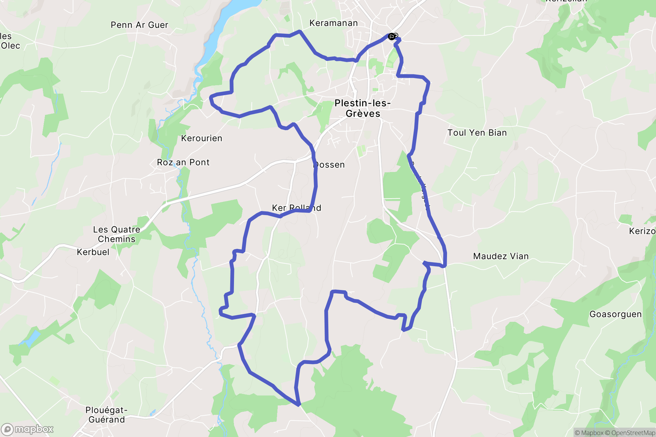 Plestin-les-Grèves : carte du parcours de randonnée - France