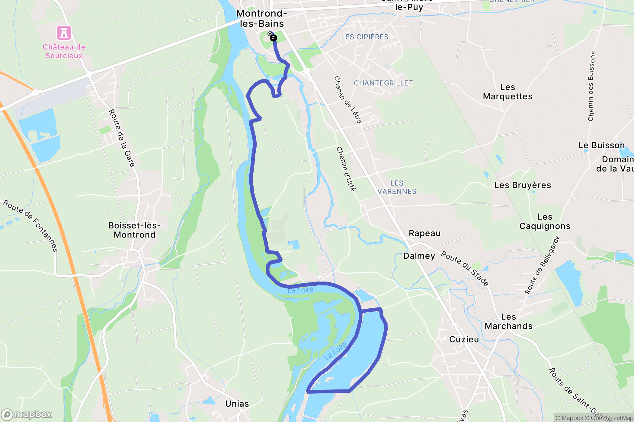 Montrond-les-Bains : carte du parcours de randonnée - France