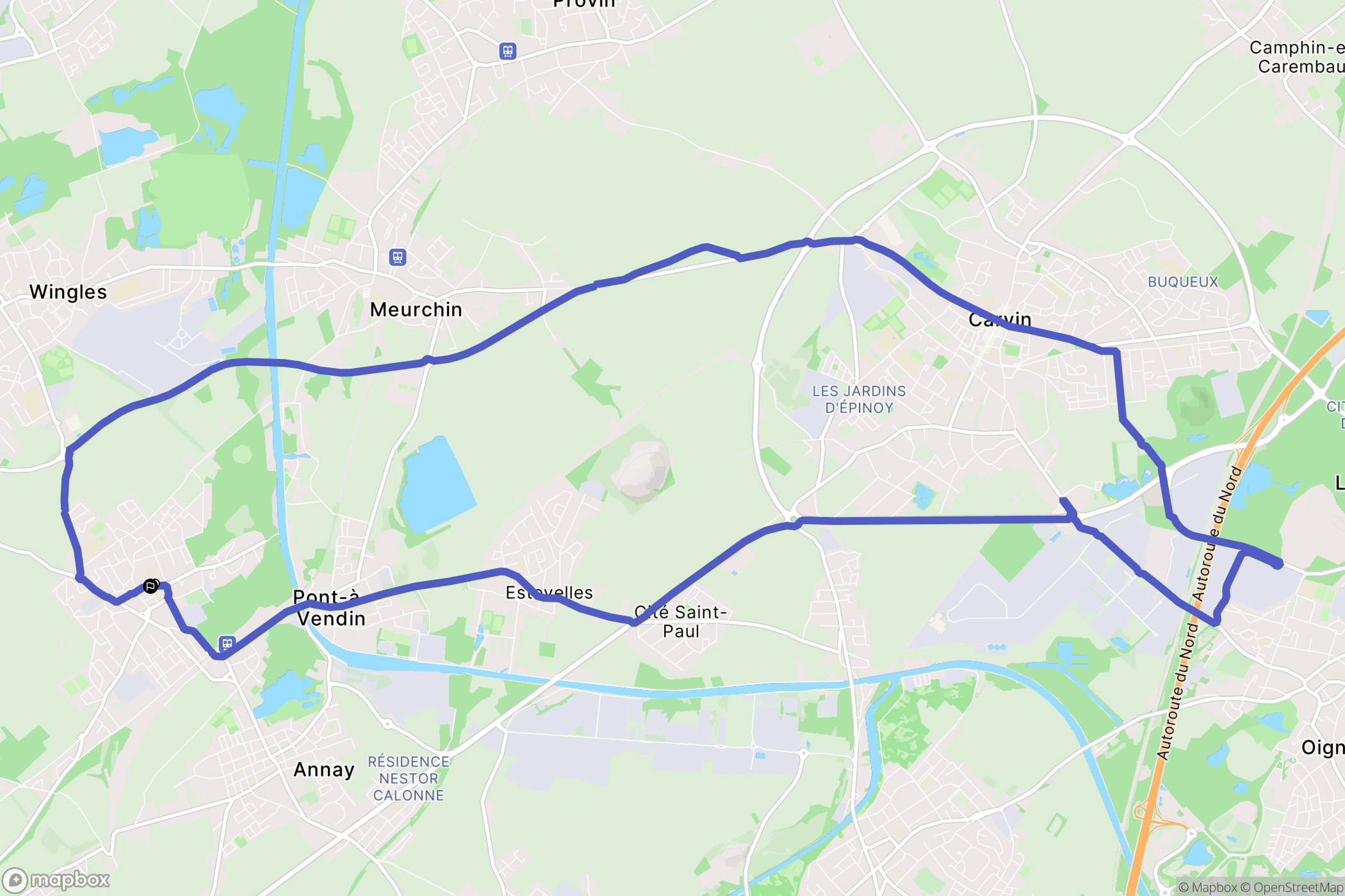 Vendin-le-Vieil : carte du parcours de randonnée - France