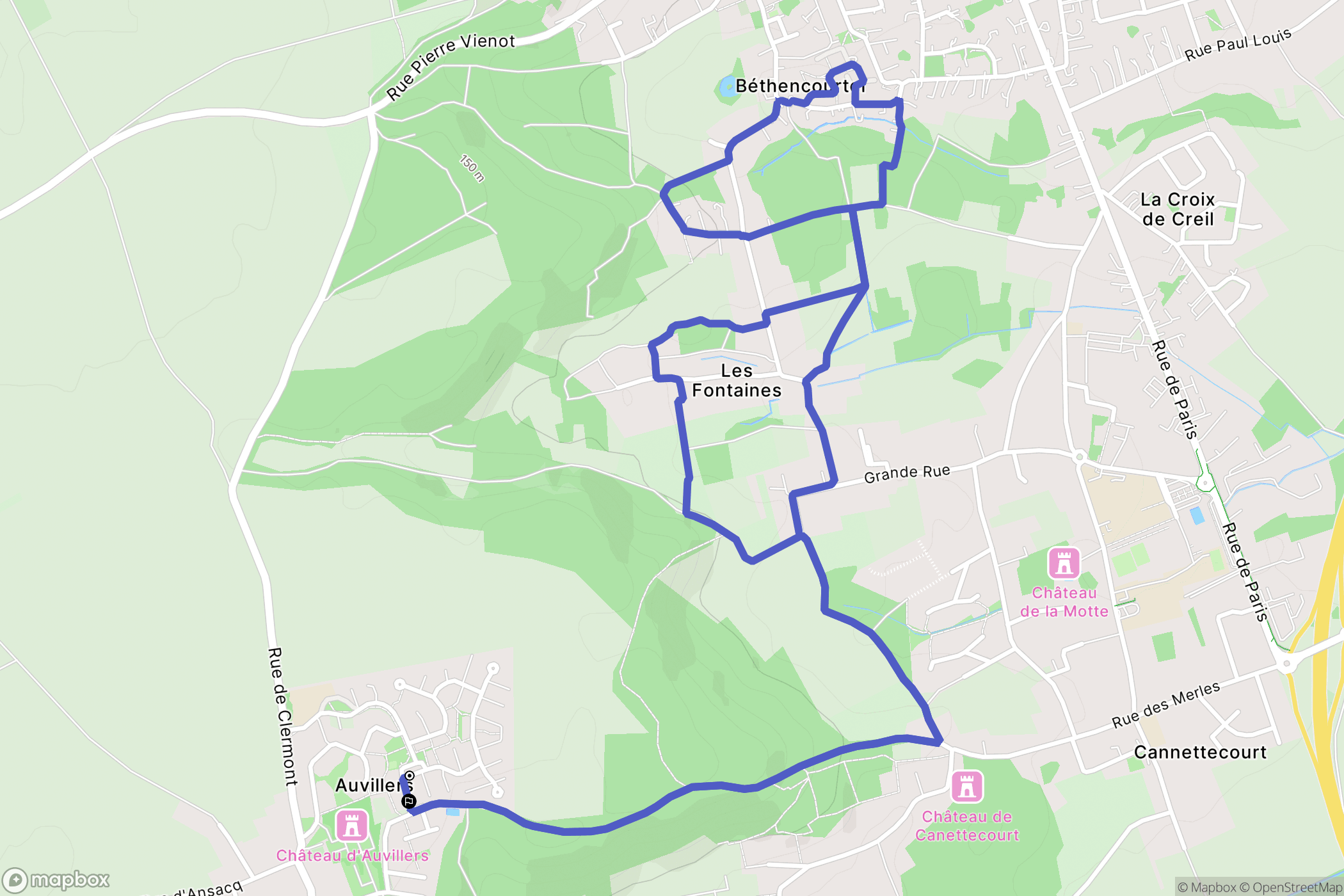 Neuilly-sous-Clermont : carte du parcours de randonnée - France