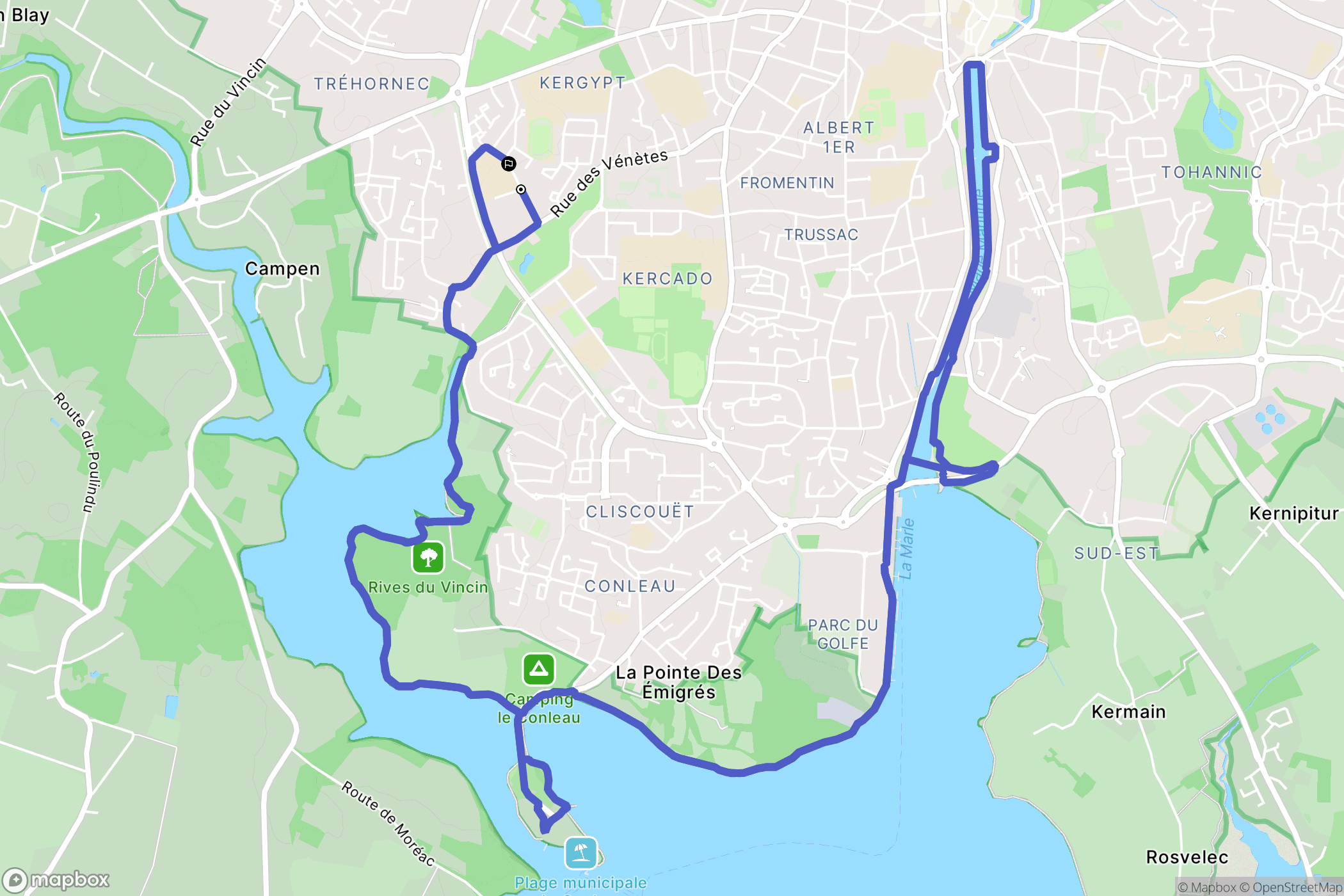 Vannes : carte du parcours de randonnée - France