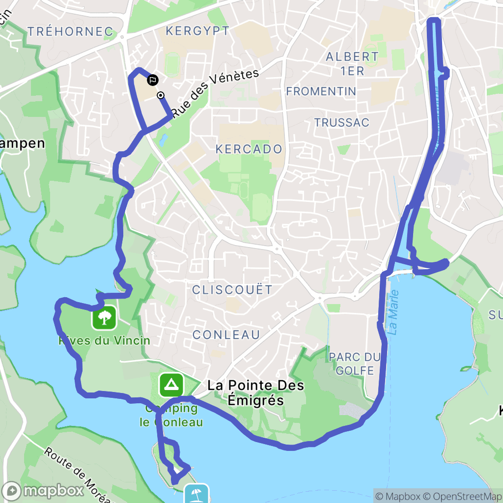 Vannes : carte du parcours de randonnée - France