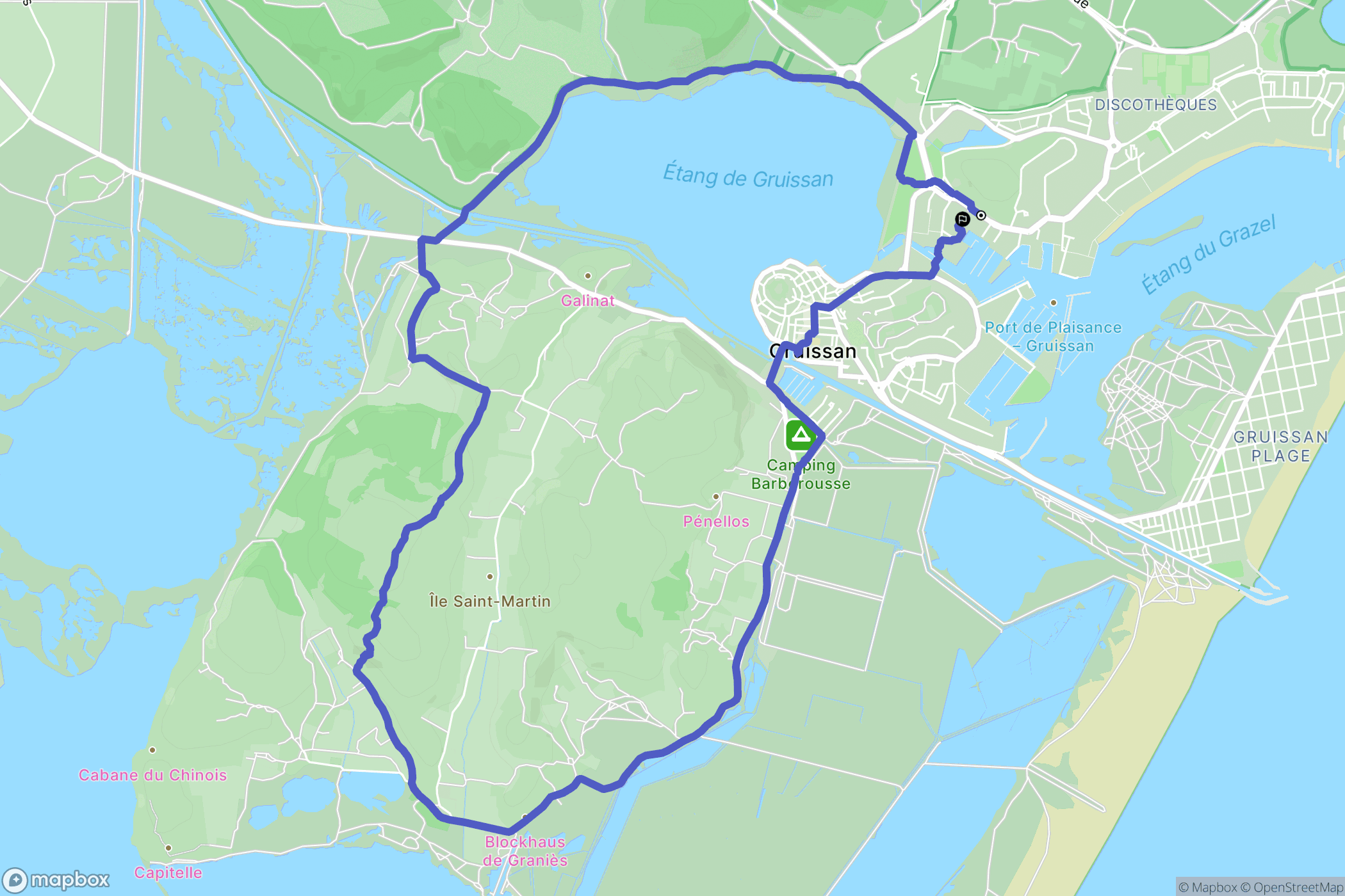Gruissan : carte du parcours de randonnée - France