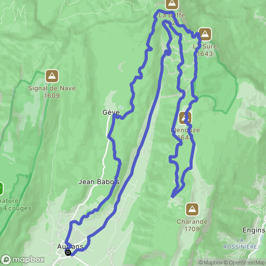 Autrans-Méaudre en Vercors : carte du parcours de randonnée - France