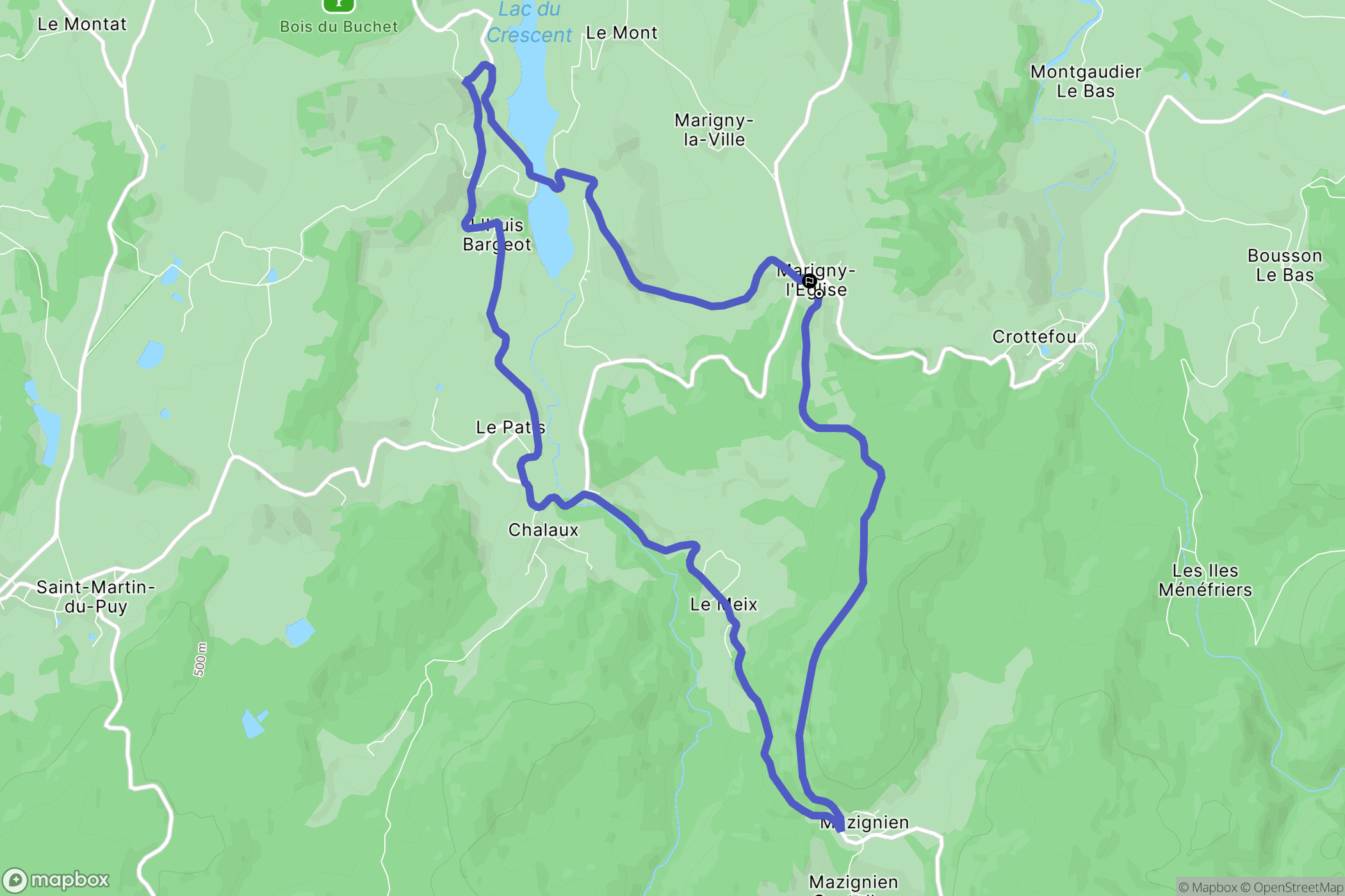 Marigny-l'Église : carte du parcours de randonnée - France