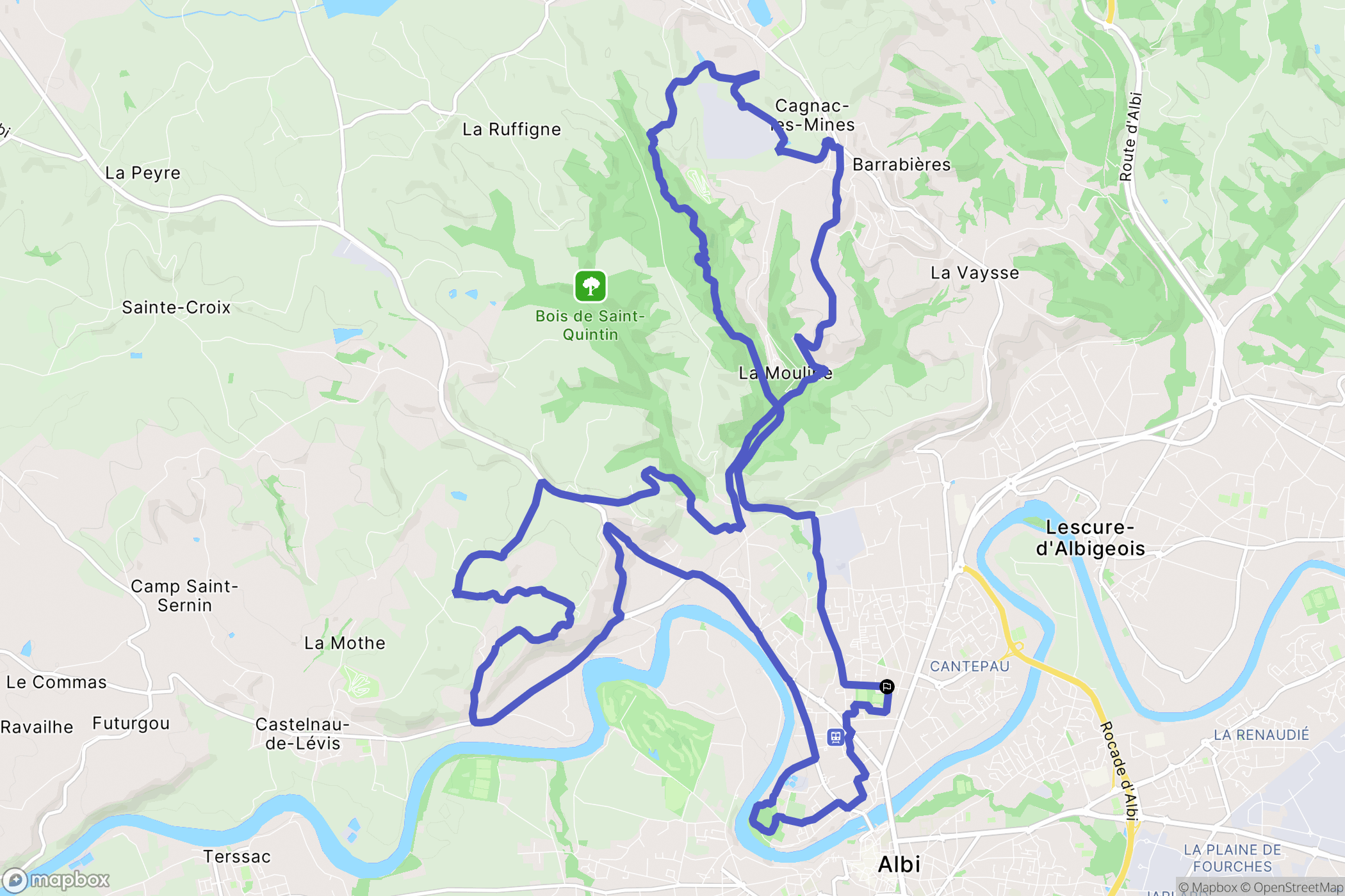Albi : carte du parcours de randonnée - France