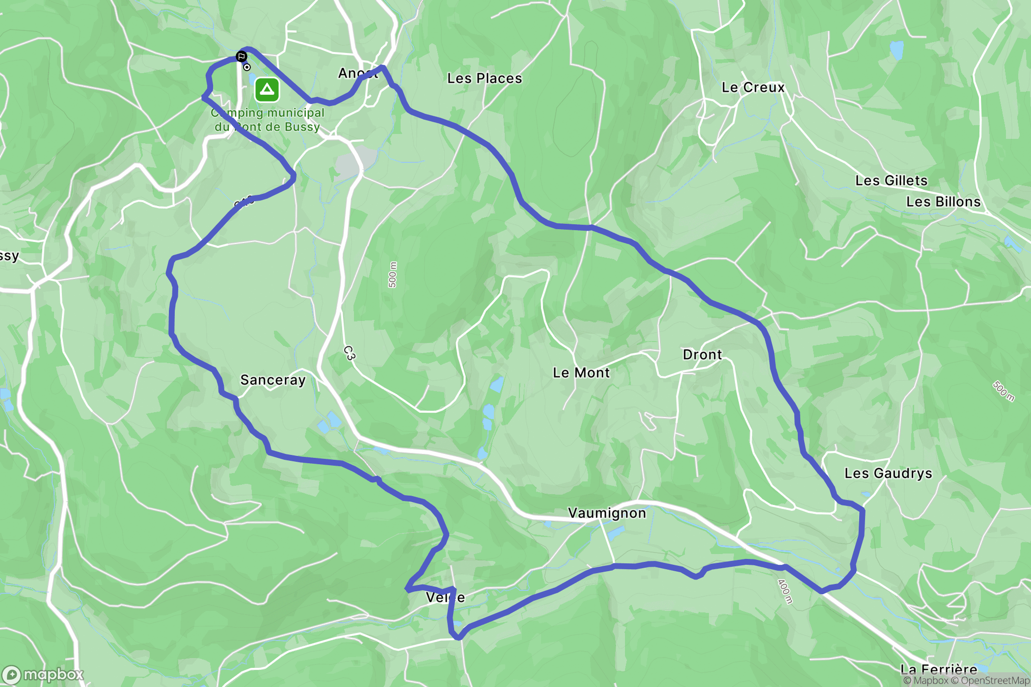Anost : carte du parcours de randonnée - France
