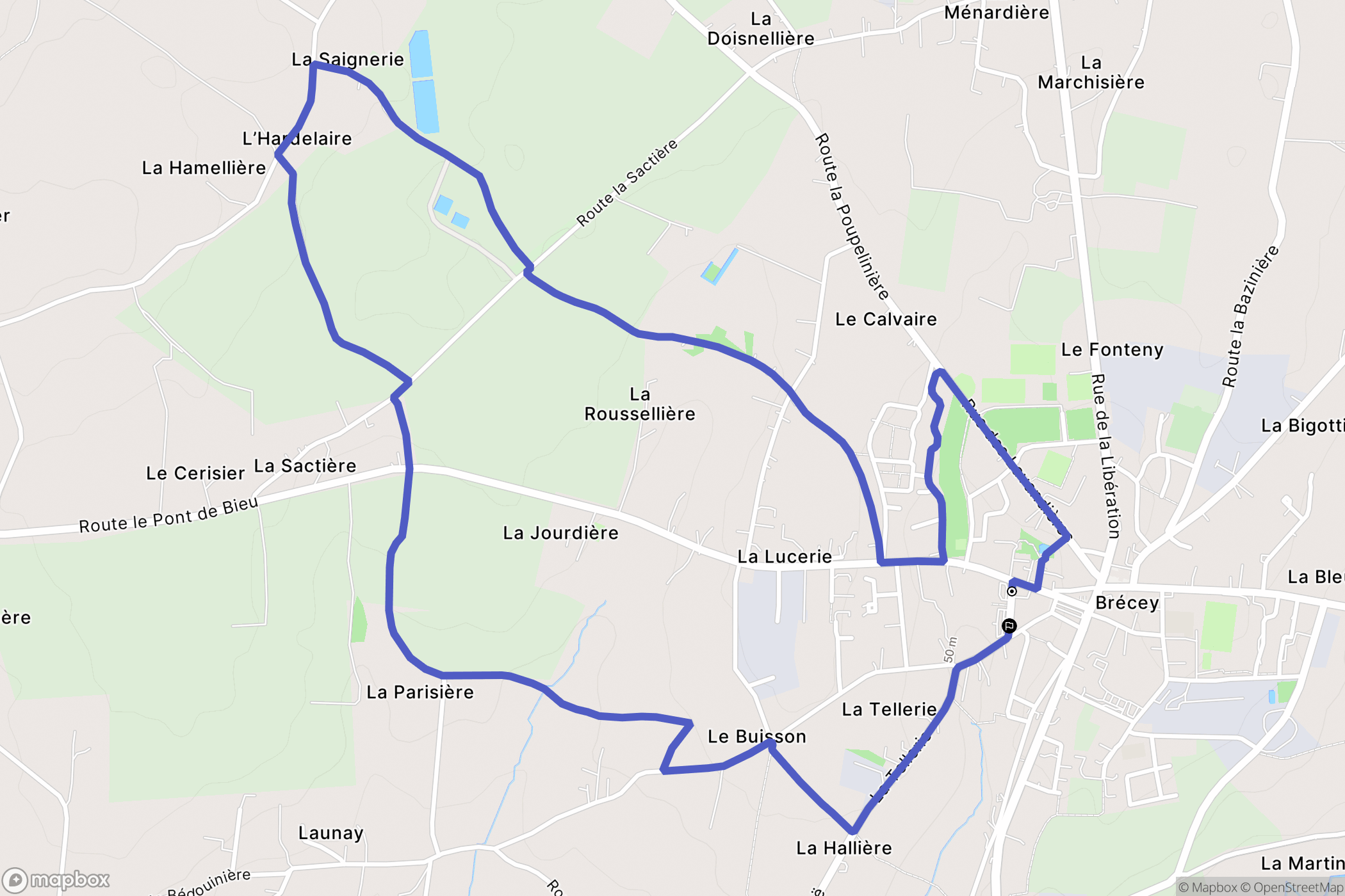 Brécey : carte du parcours de randonnée - France