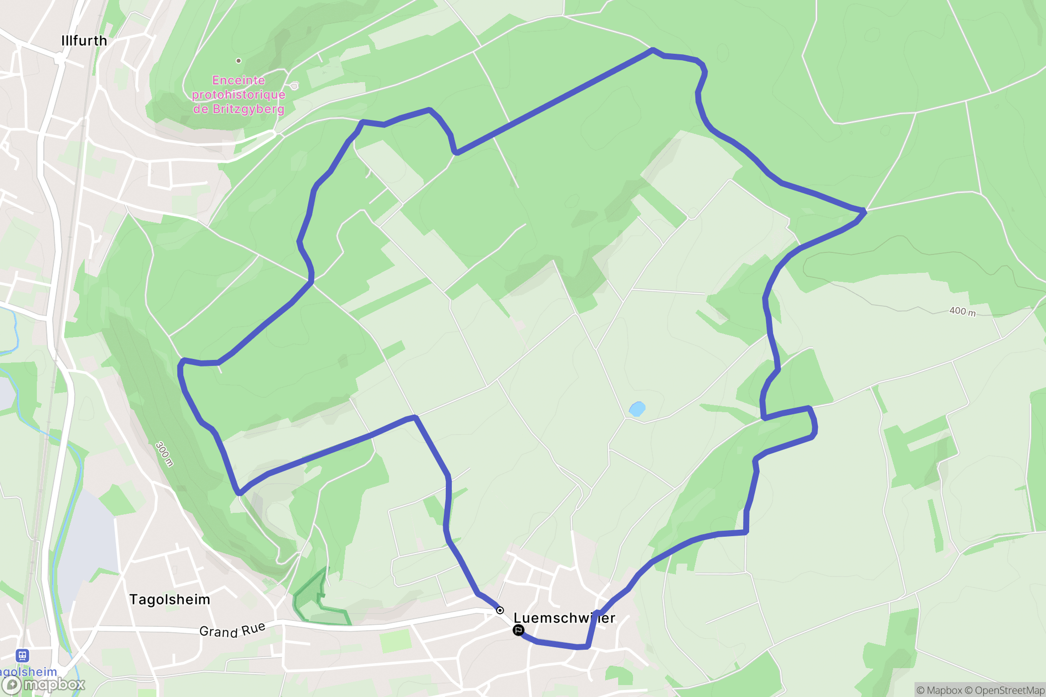 Luemschwiller : carte du parcours de randonnée - France
