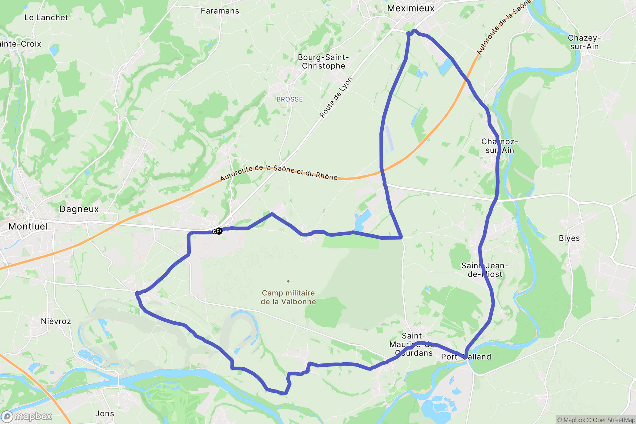 Balan, La Valbonne : carte du parcours de randonnée - France