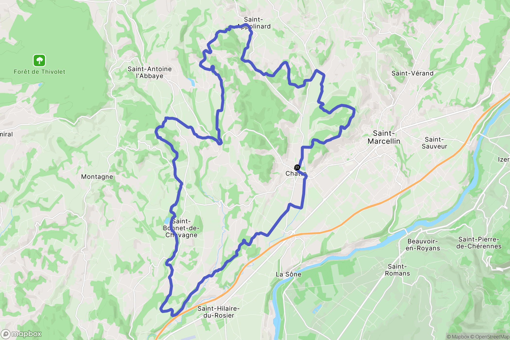 Chatte : carte du parcours de randonnée - France