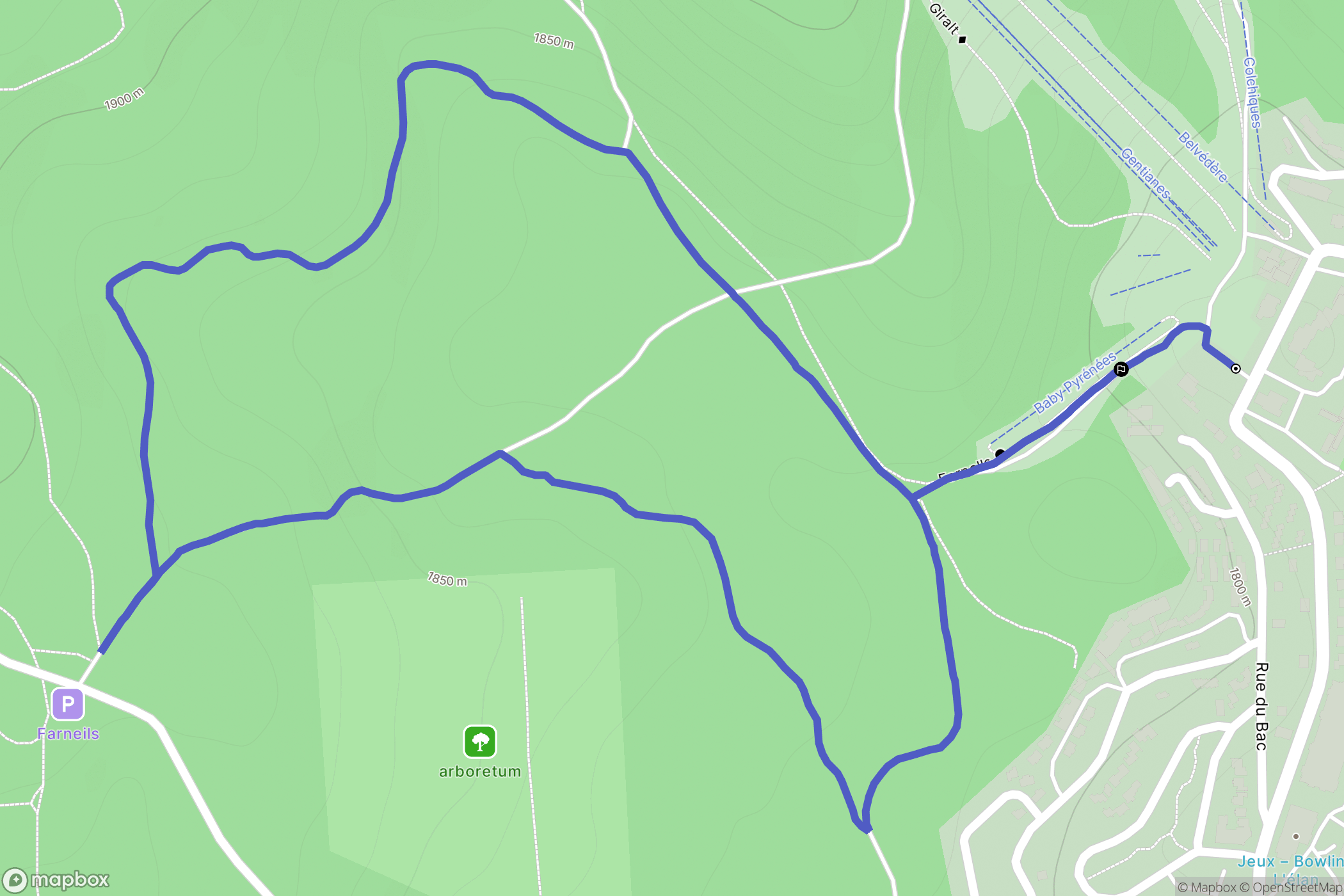 Bolquère : carte du parcours de randonnée - France