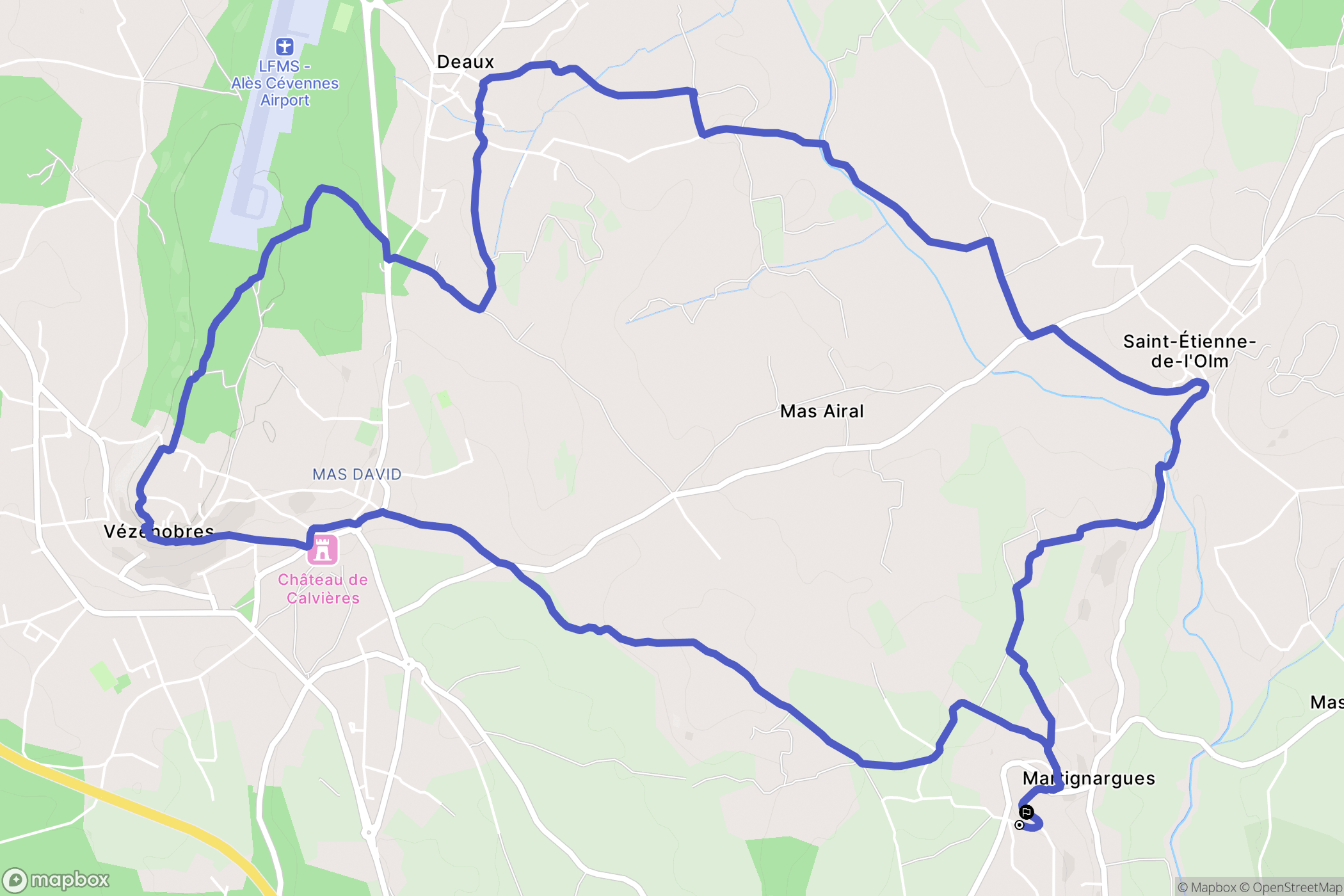 Martignargues : carte du parcours de randonnée - France