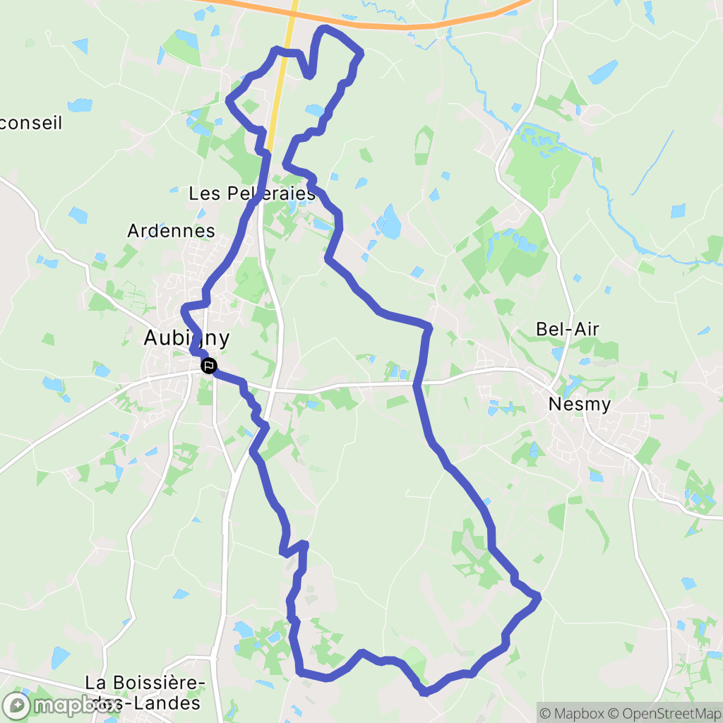 Aubigny-Les Clouzeaux : carte du parcours de randonnée - France