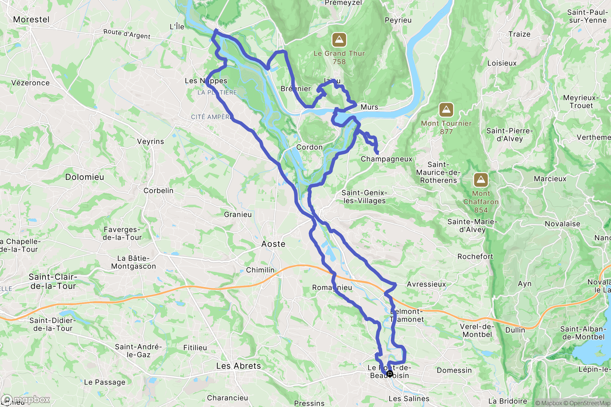 Le Pont-de-Beauvoisin : carte du parcours de randonnée - France