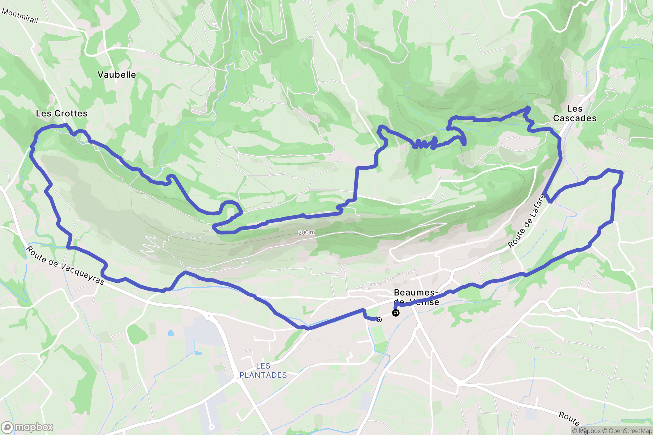 Beaumes-de-Venise : carte du parcours de randonnée - France