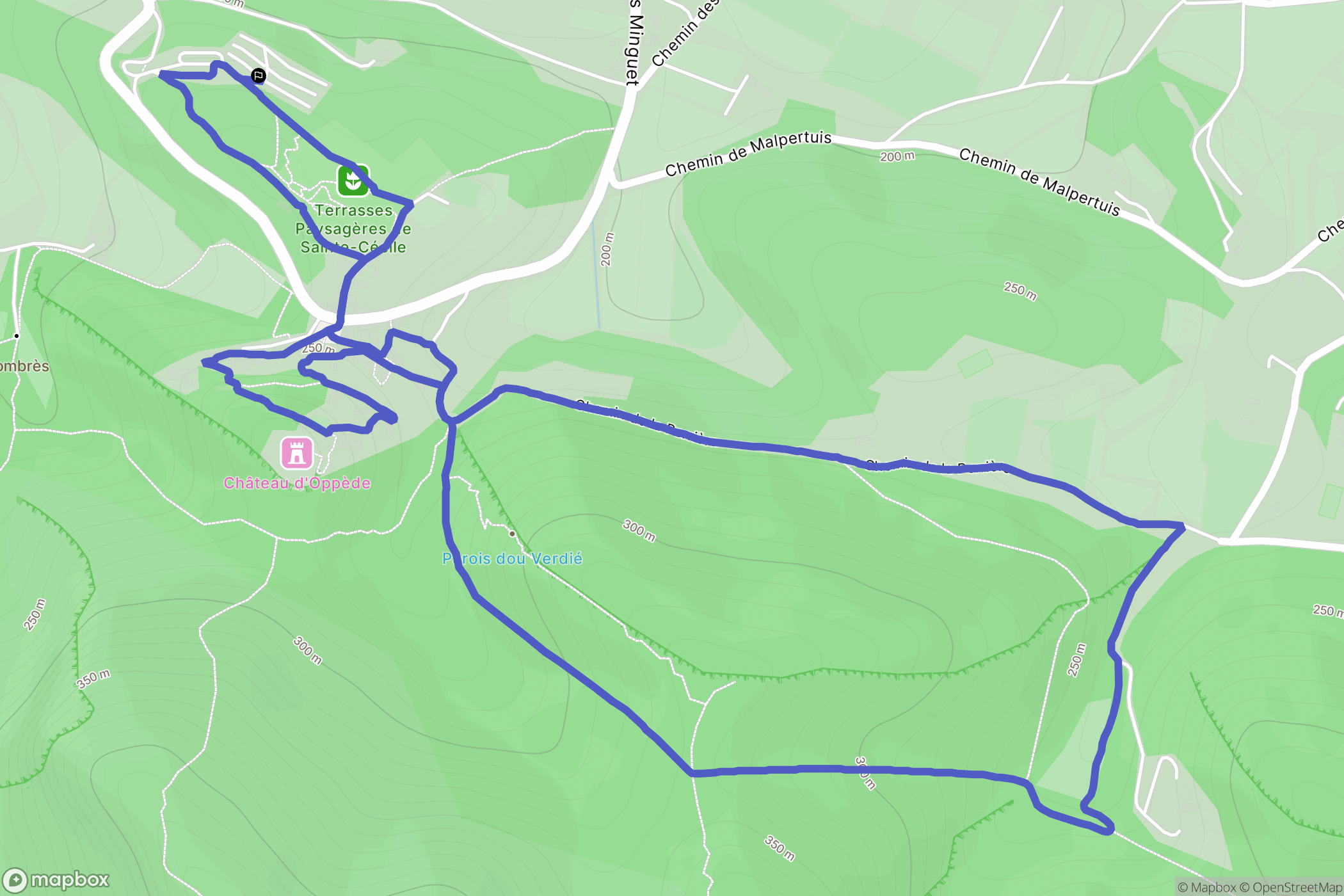 Oppède : carte du parcours de randonnée - France