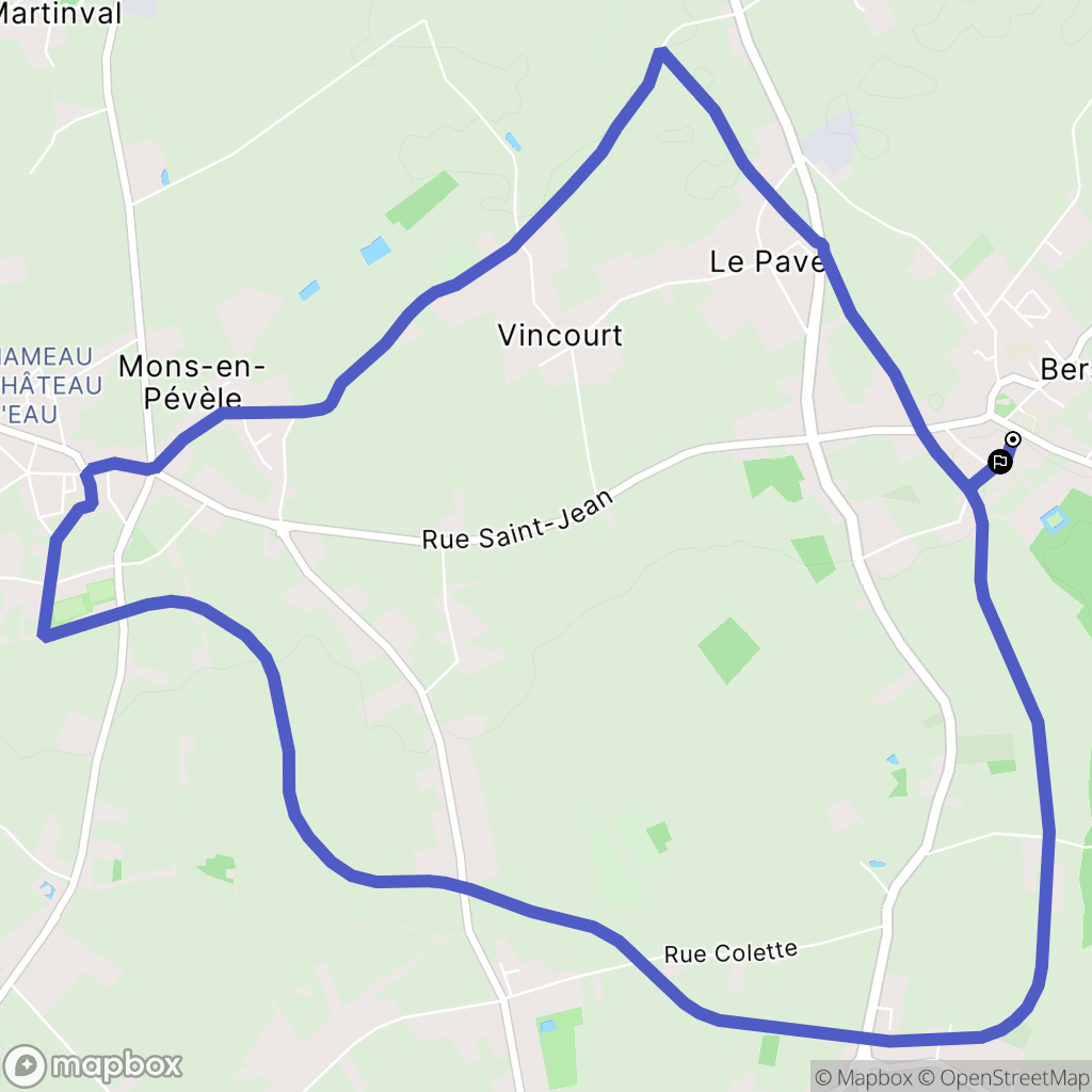 Bersée : carte du parcours de randonnée - France