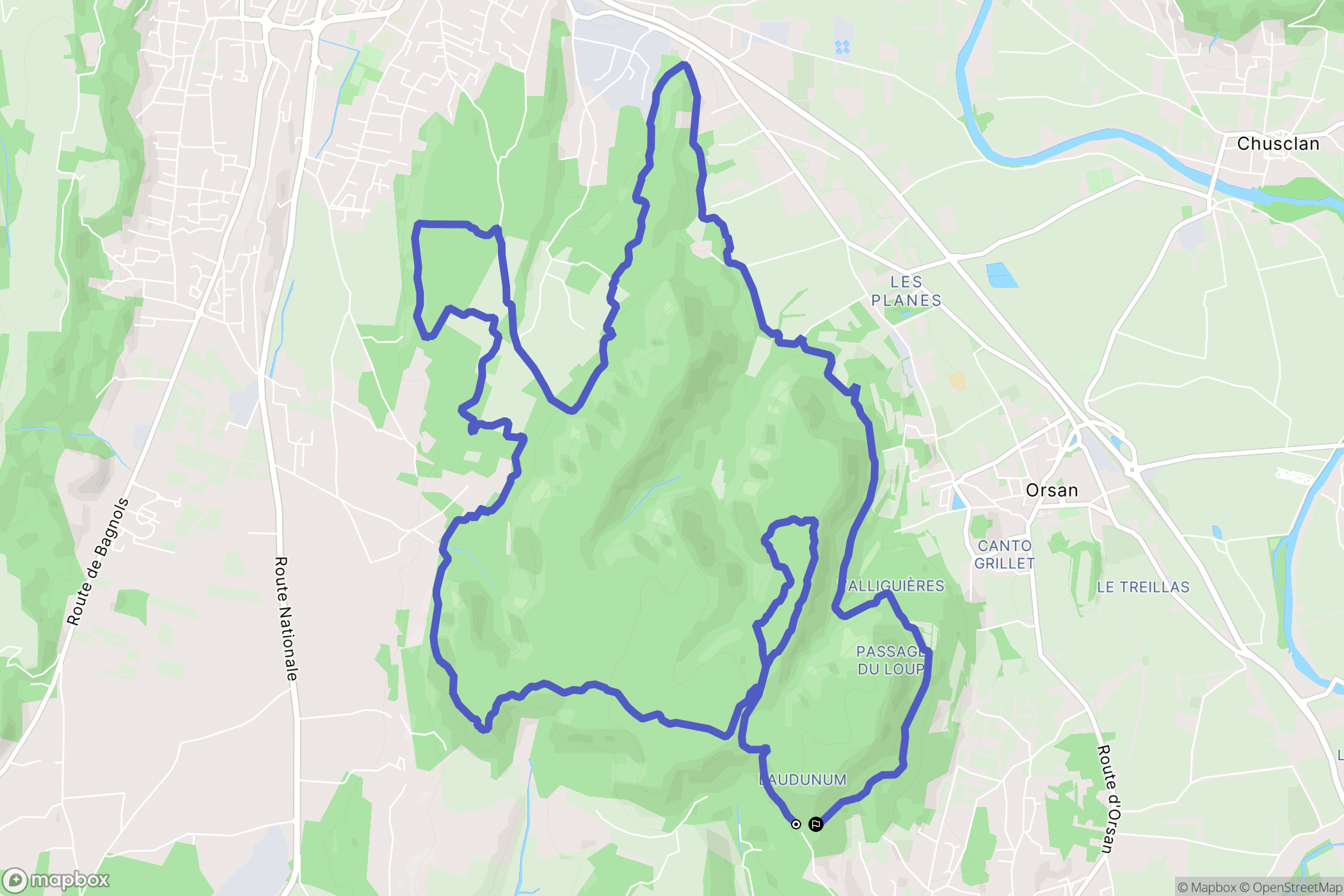 Laudun-l'Ardoise : carte du parcours de randonnée - France