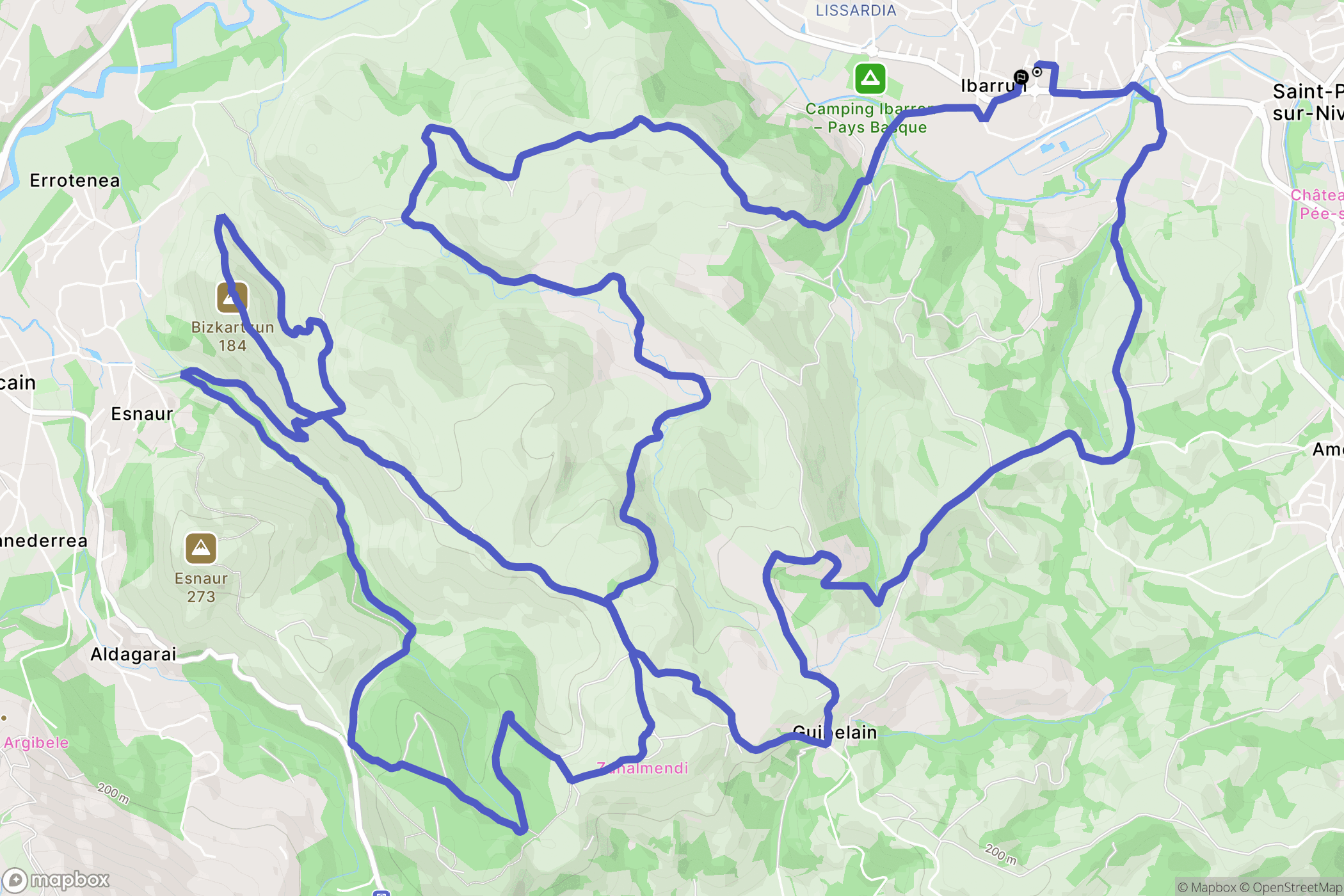 Saint-Pée-sur-Nivelle : carte du parcours de randonnée - France