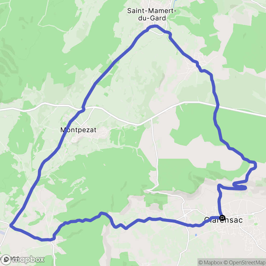 Clarensac : carte du parcours de randonnée - France