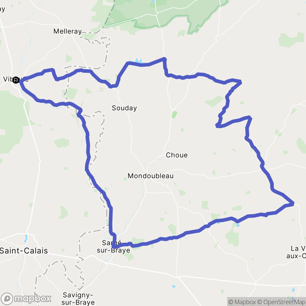 Vibraye : carte du parcours de randonnée - France