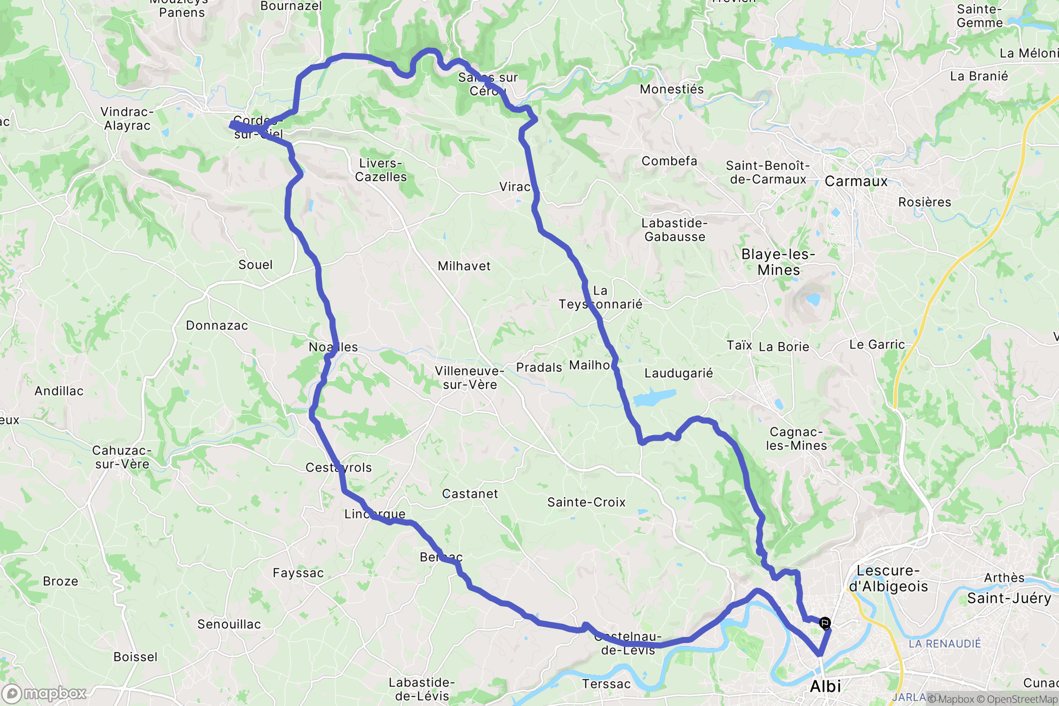 Albi : carte du parcours de randonnée - France