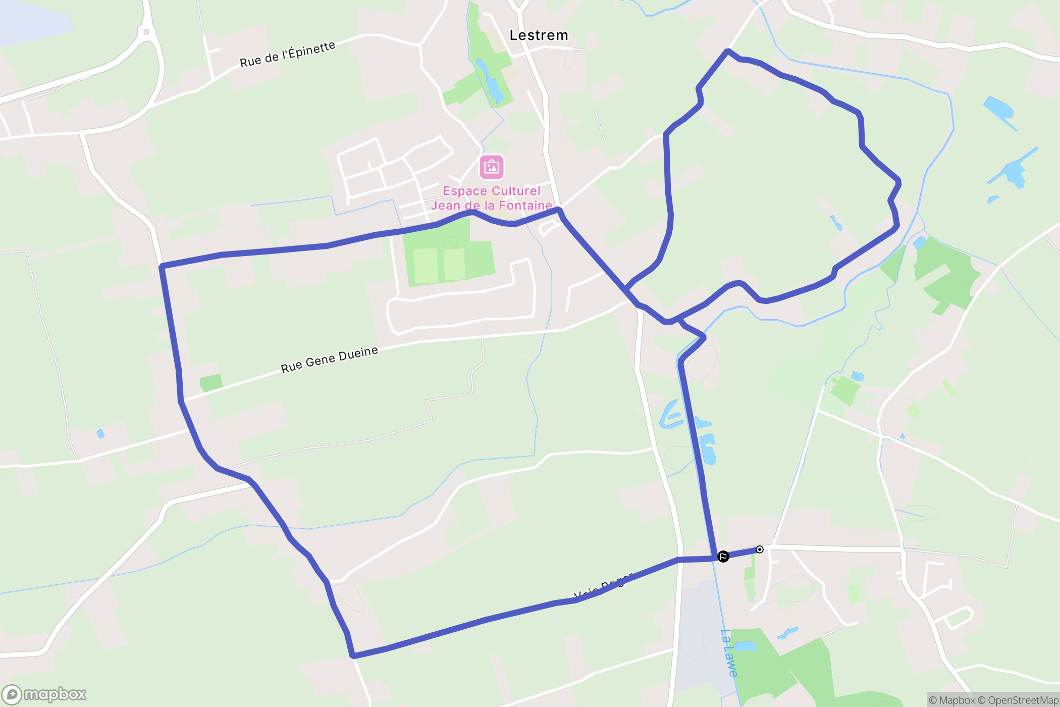 Lestrem : carte du parcours de randonnée - France