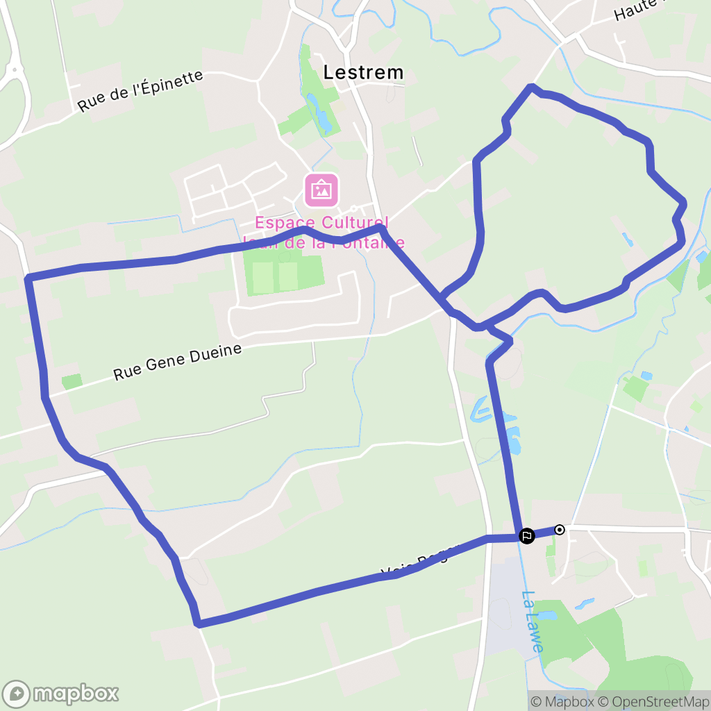 Lestrem : carte du parcours de randonnée - France