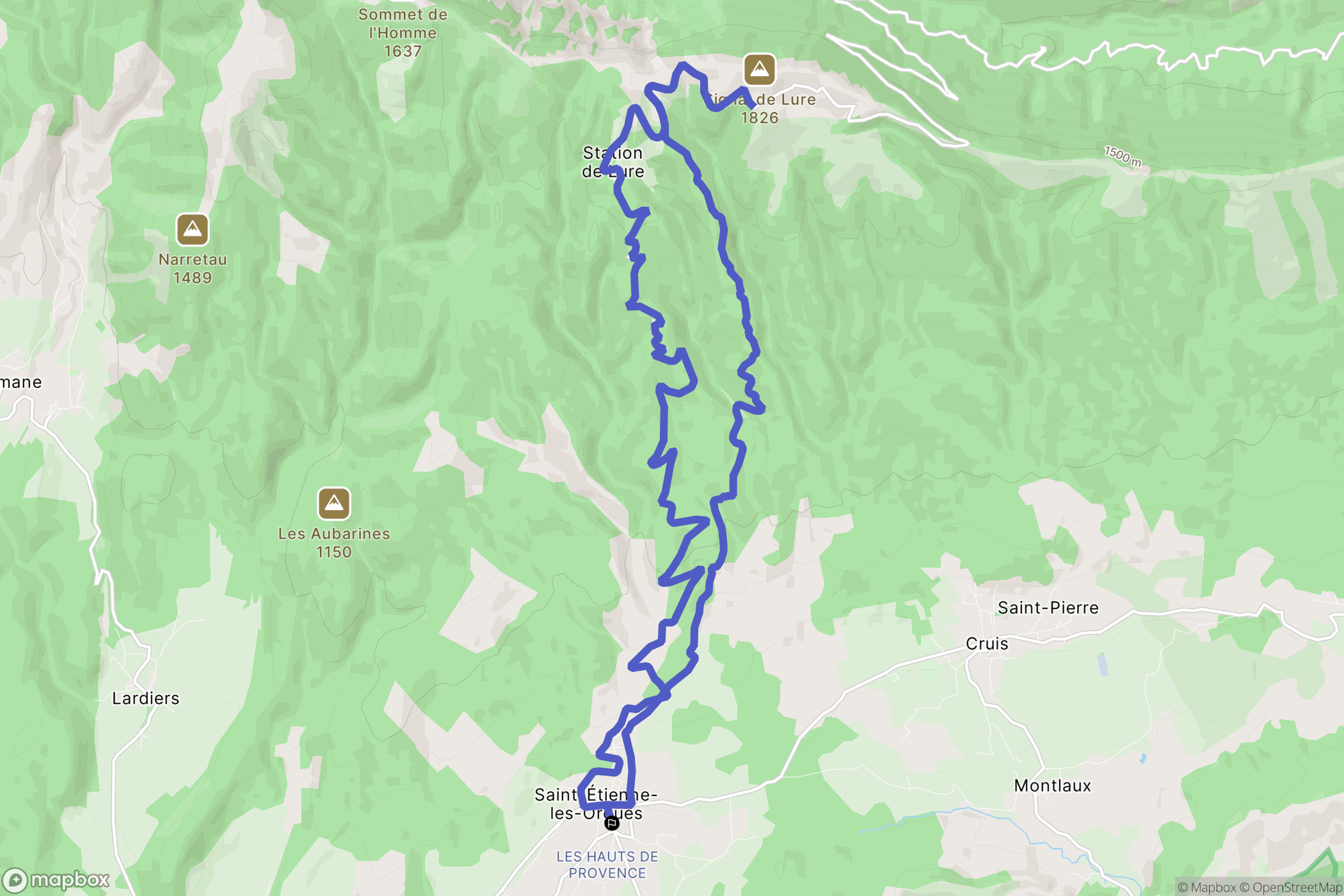Saint-Étienne-les-Orgues: routekaart voor buitenactiviteiten - France