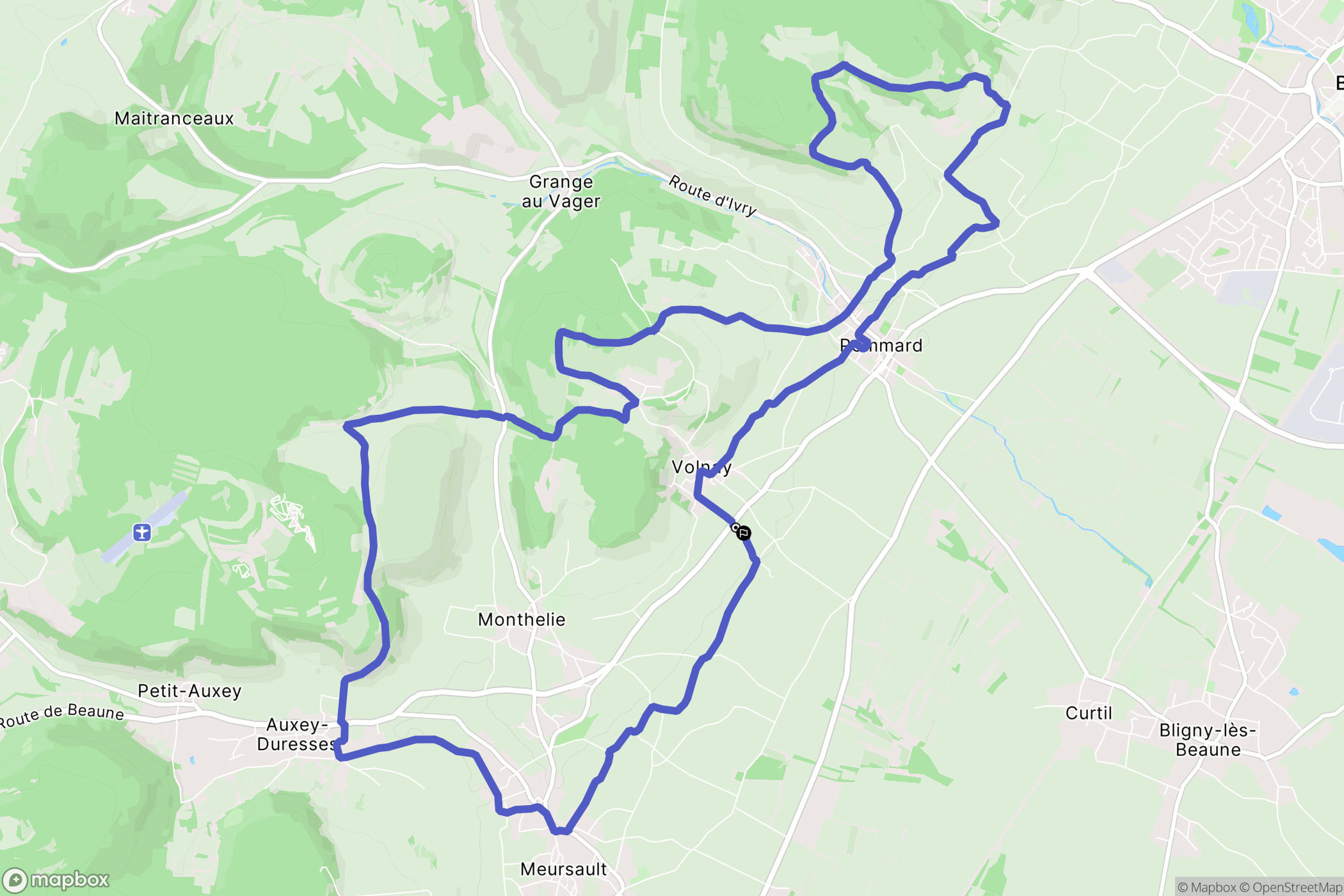 Volnay : carte du parcours de randonnée - France