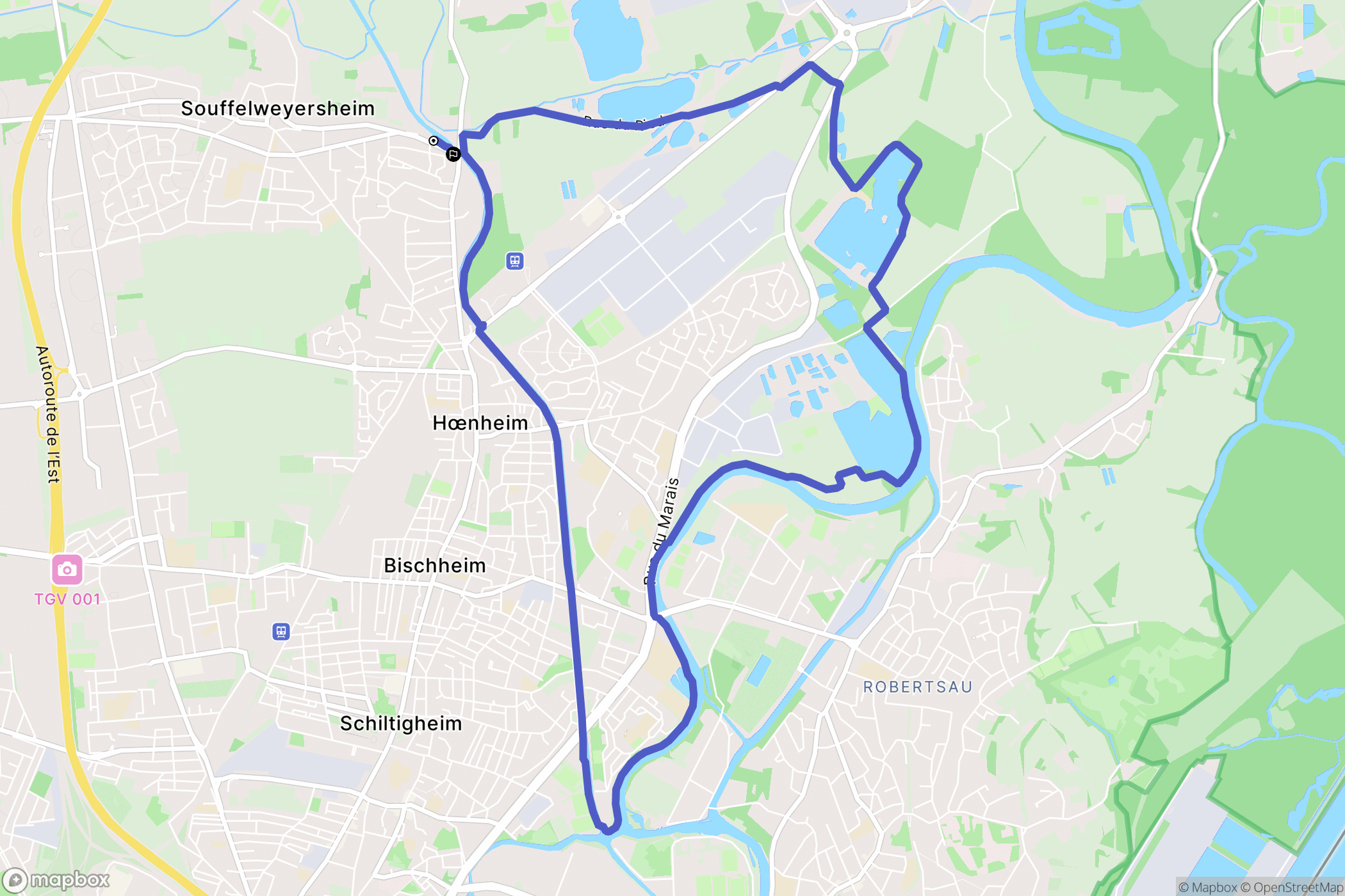 Souffelweyersheim : carte du parcours de randonnée - France