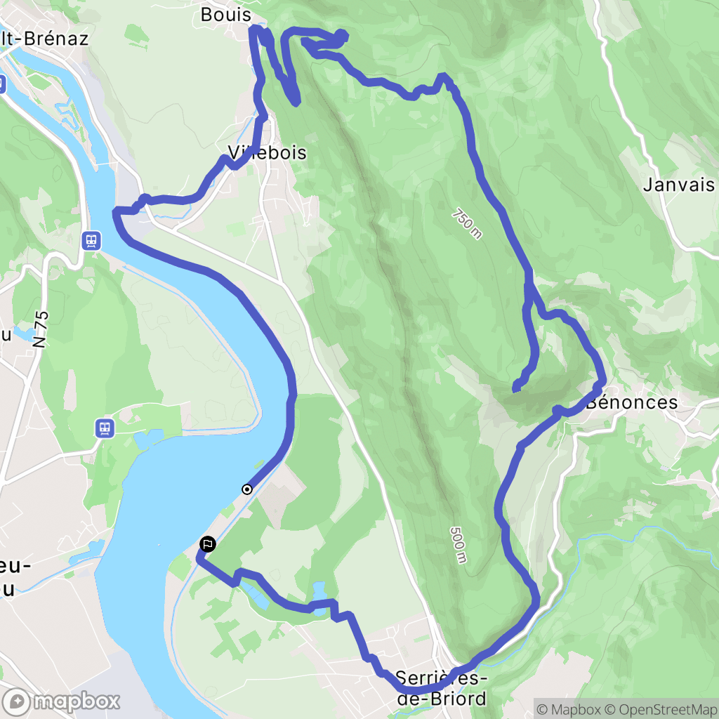 Serrières-de-Briord : carte du parcours de randonnée - France