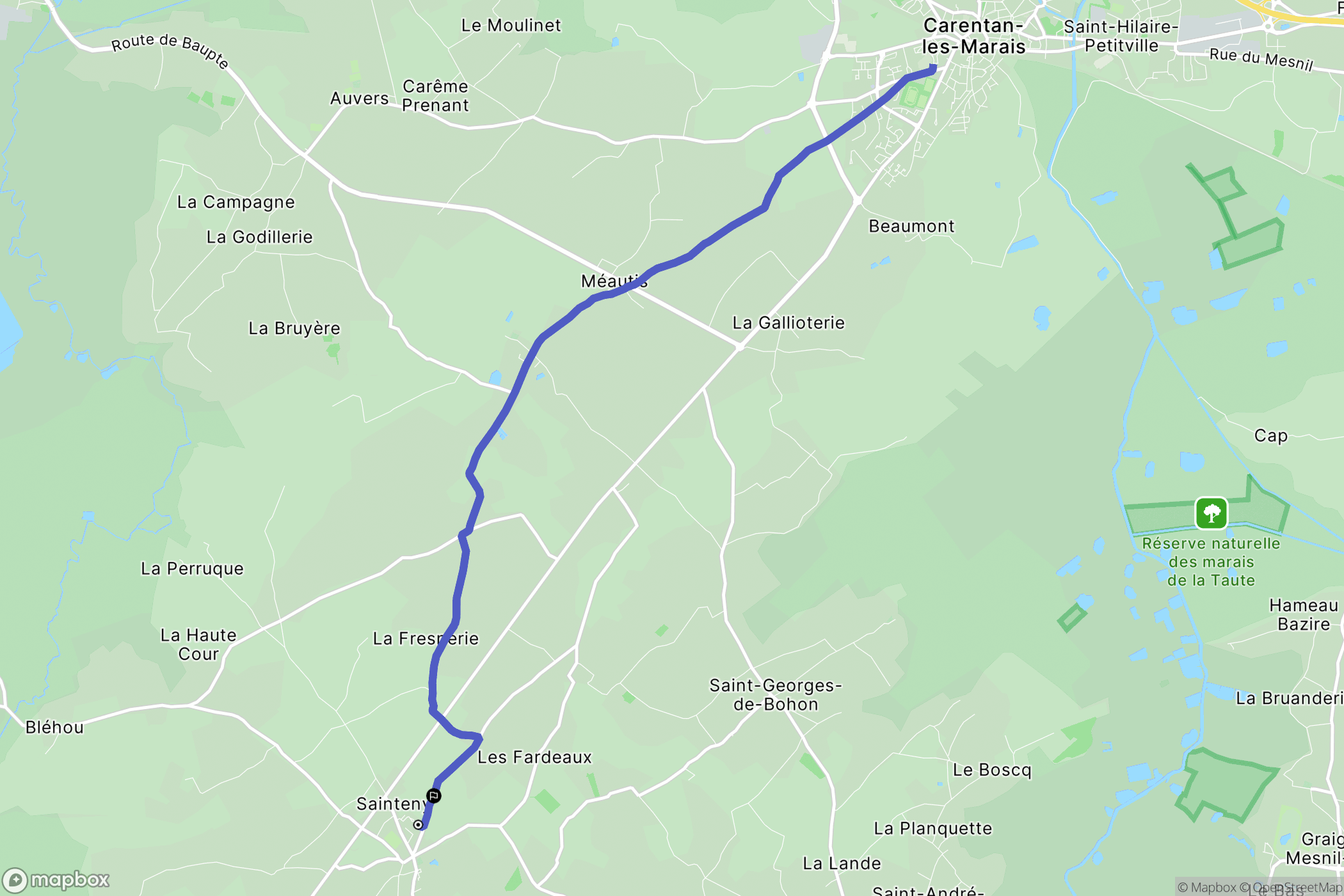 Terre-et-Marais : carte du parcours de randonnée - France