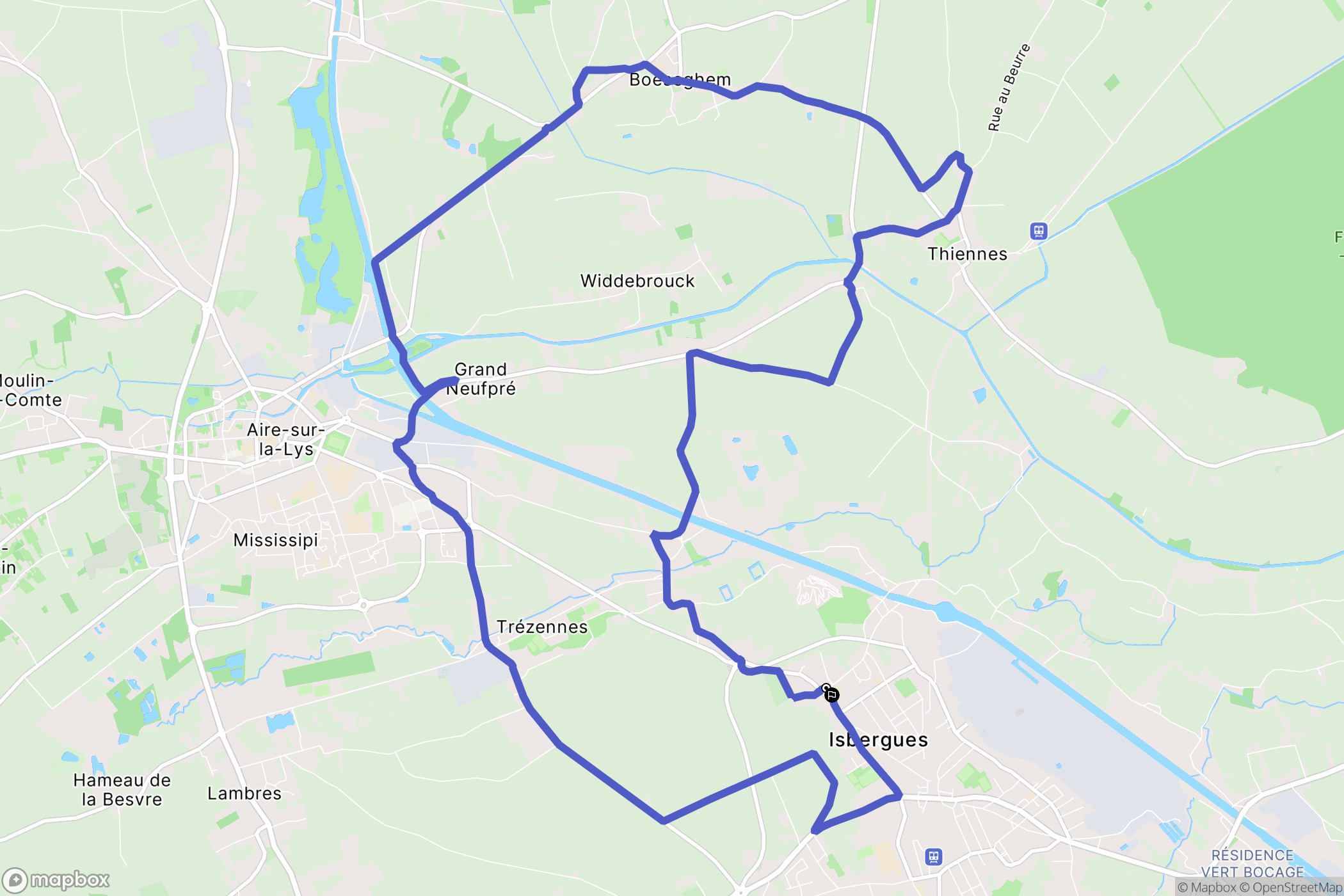 Isbergues : carte du parcours de randonnée - France