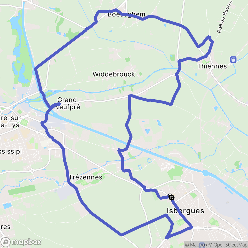 Isbergues : carte du parcours de randonnée - France