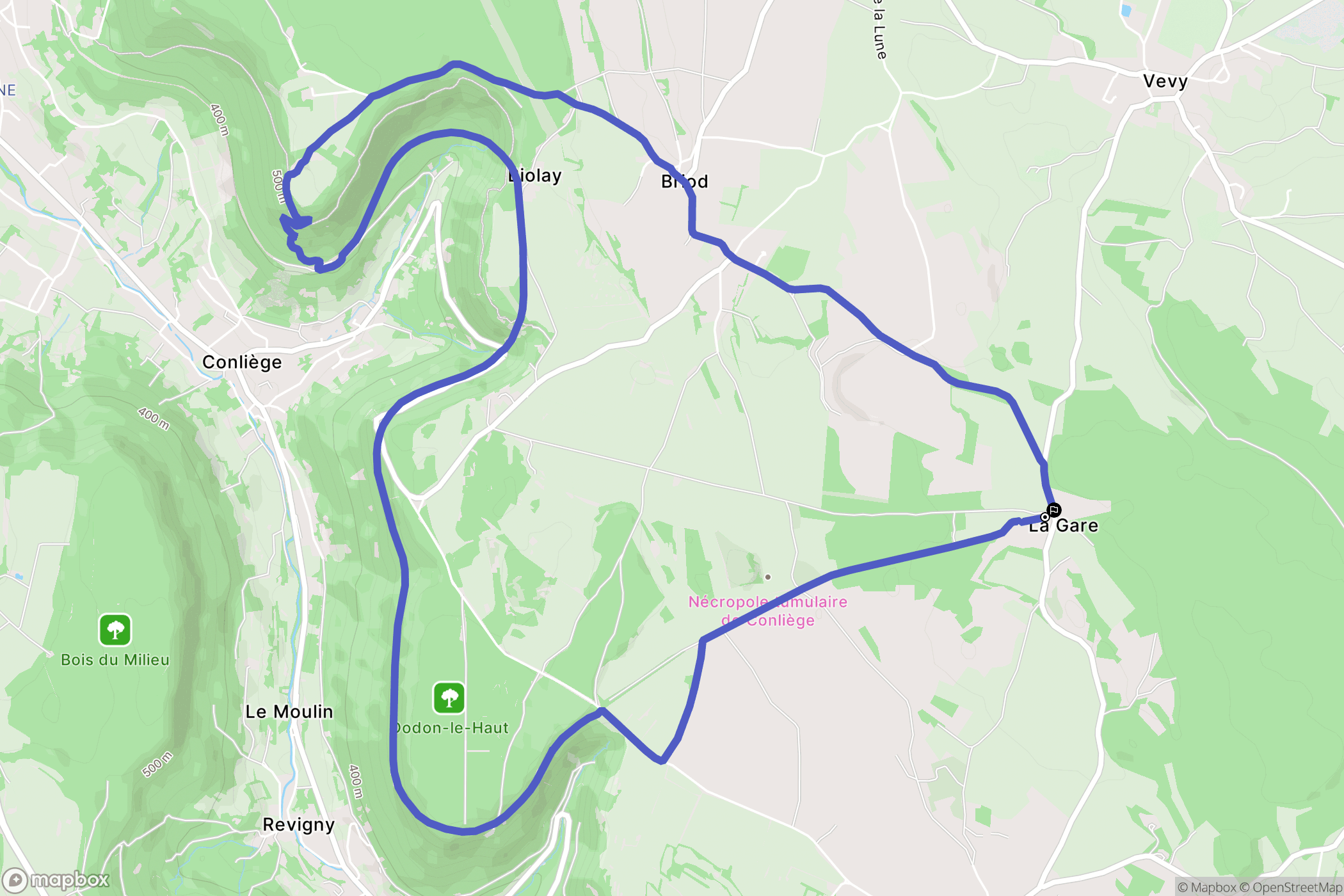 Publy : carte du parcours de randonnée - France