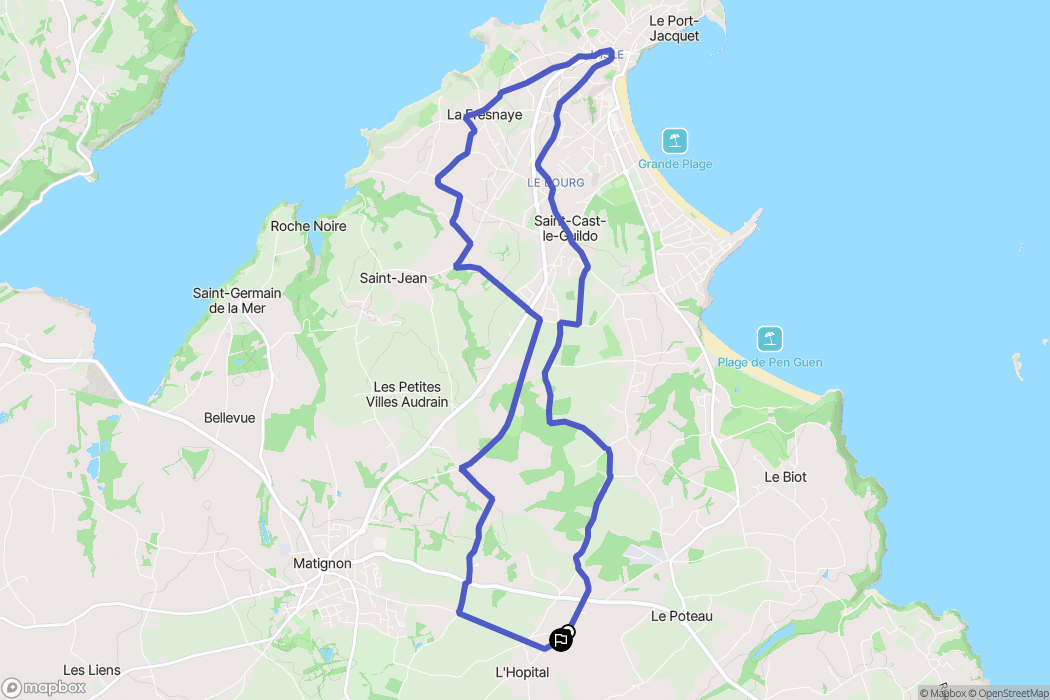 Matignon : carte du parcours de randonnée - France