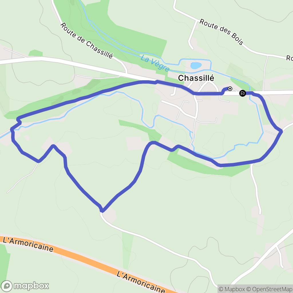Chassillé : carte du parcours de randonnée - France