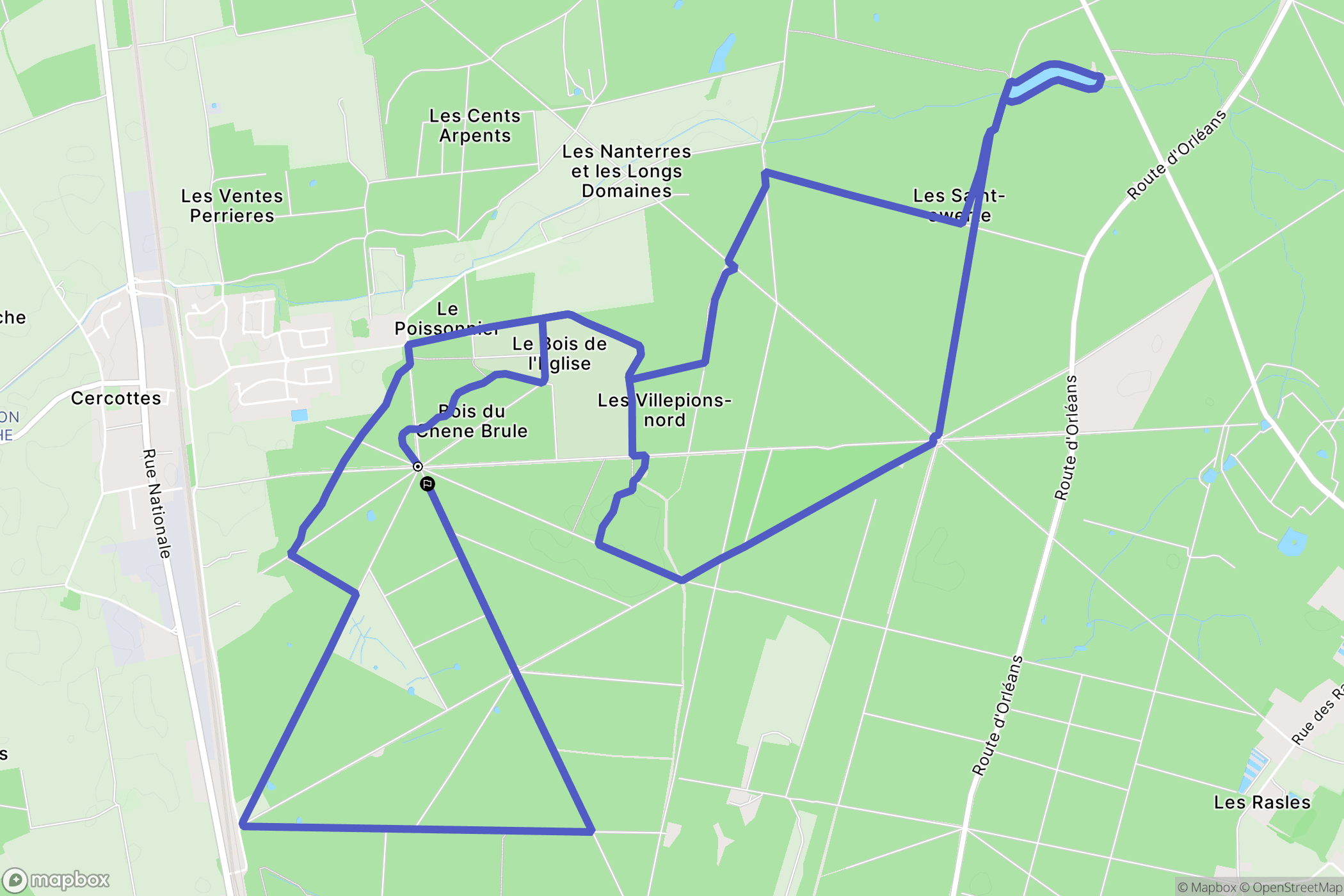 Cercottes : carte du parcours de randonnée - France