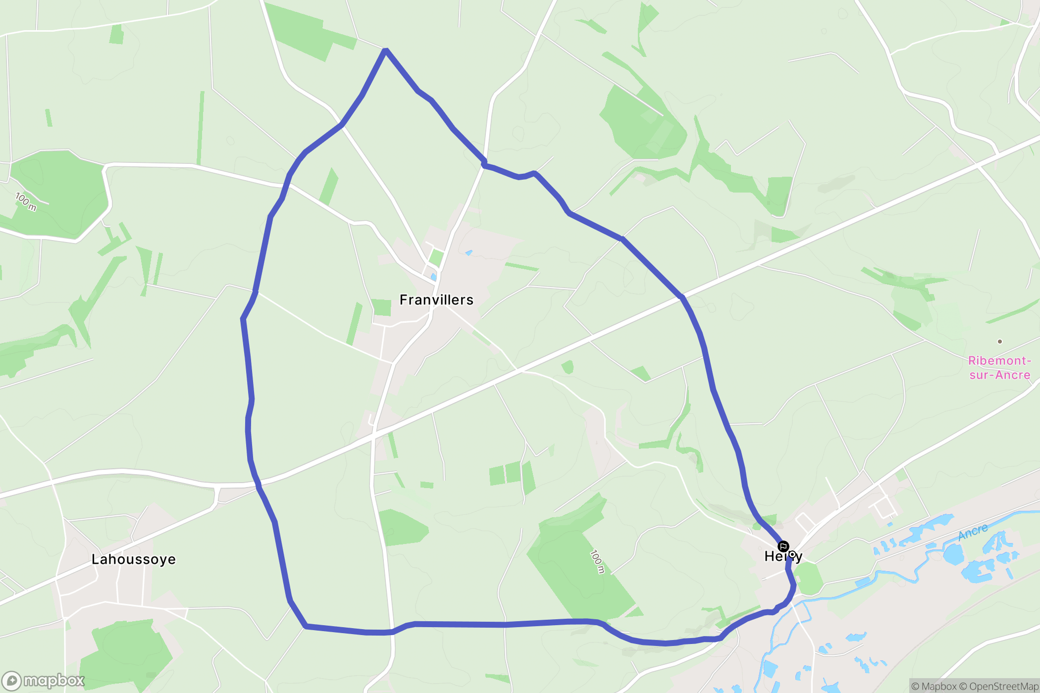 Heilly : carte du parcours de randonnée - France