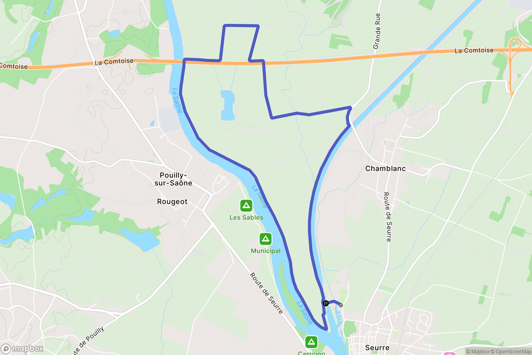 Seurre : carte du parcours de randonnée - France