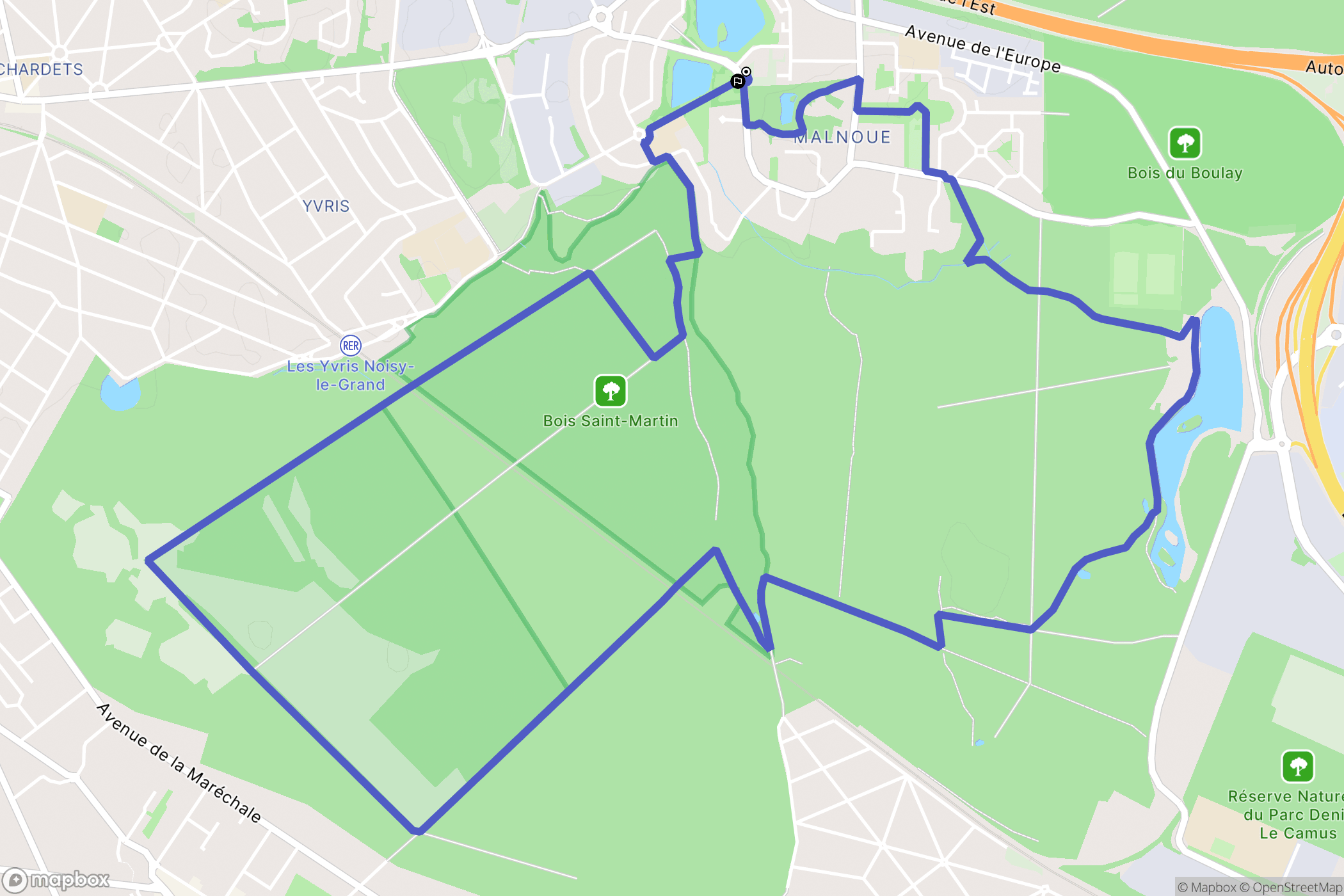 Émerainville : carte du parcours de randonnée - France