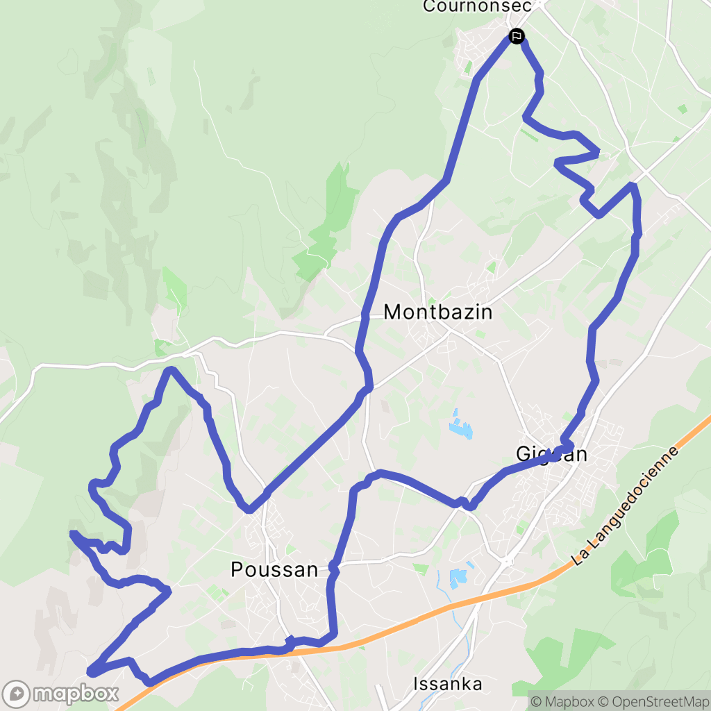 Cournonsec : carte du parcours de randonnée - France