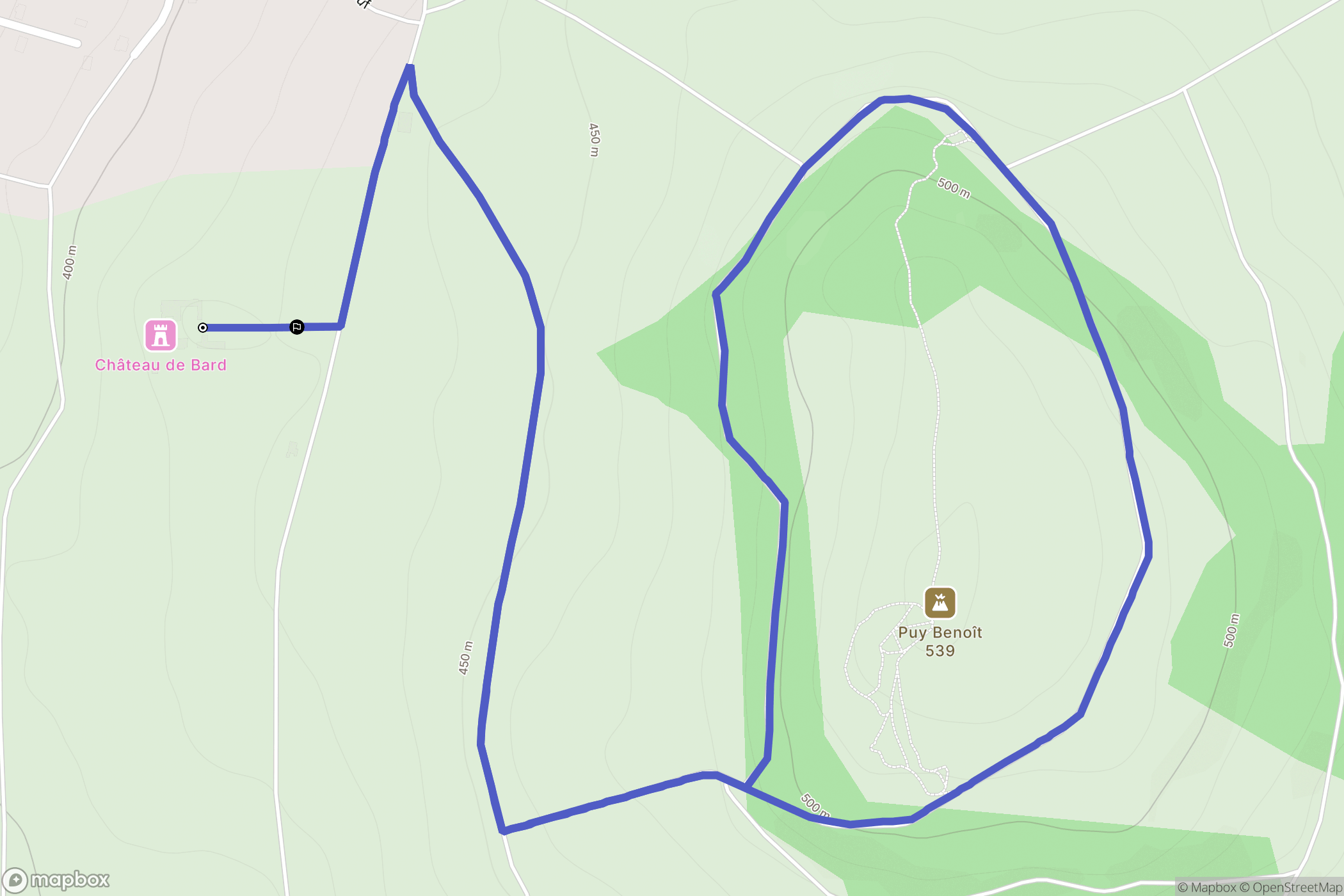 Chauriat : carte du parcours de randonnée - France