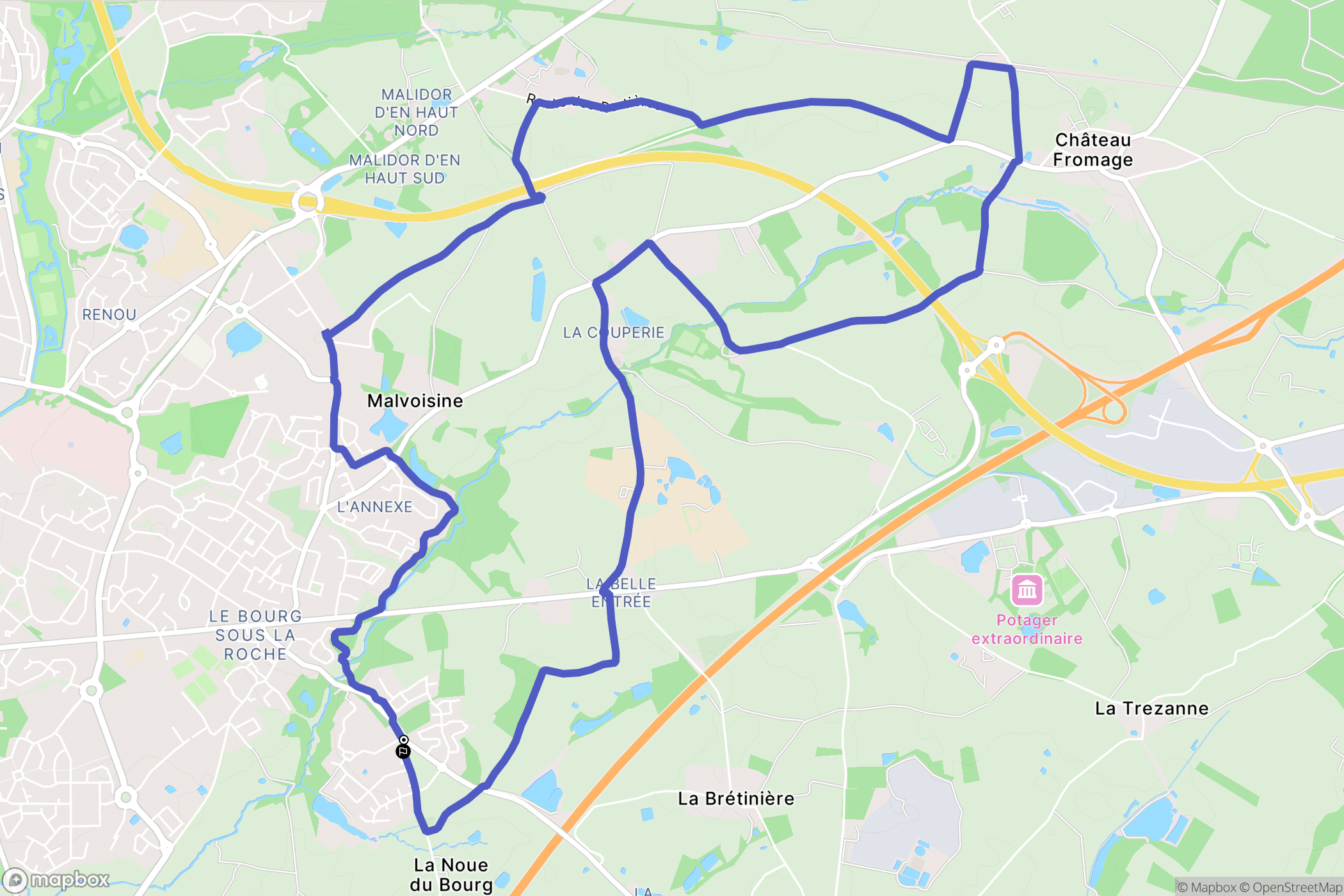 La Roche-sur-Yon : carte du parcours de randonnée - France