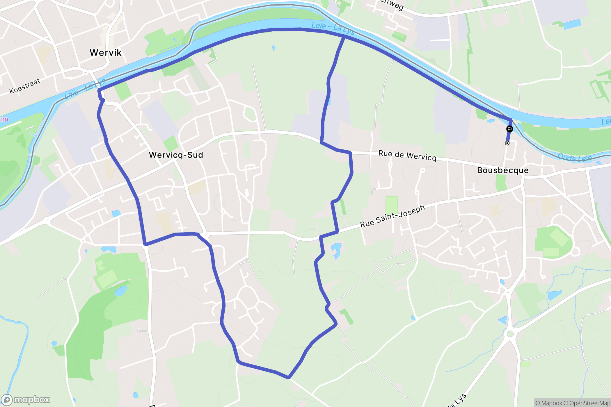 Bousbecque : carte du parcours de randonnée - France