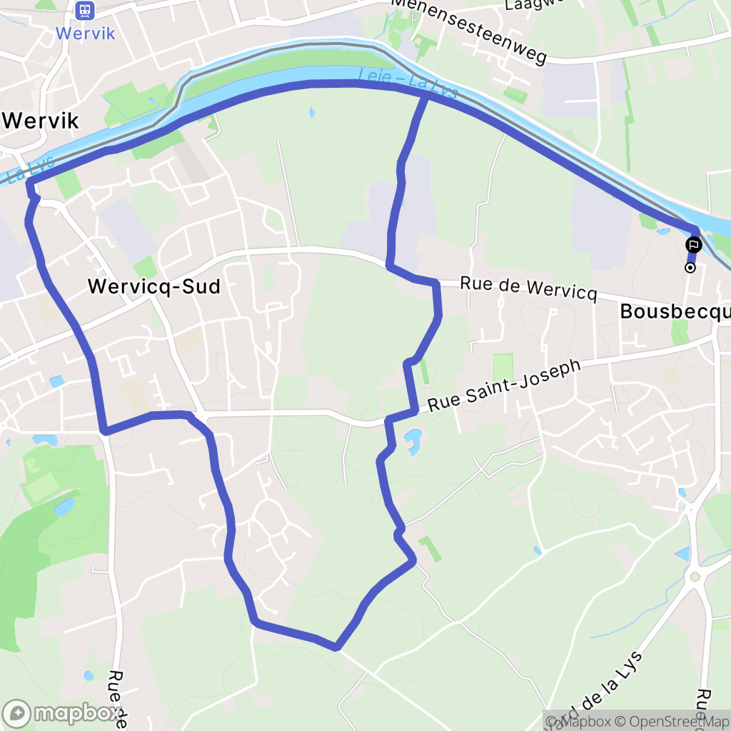 Bousbecque : carte du parcours de randonnée - France
