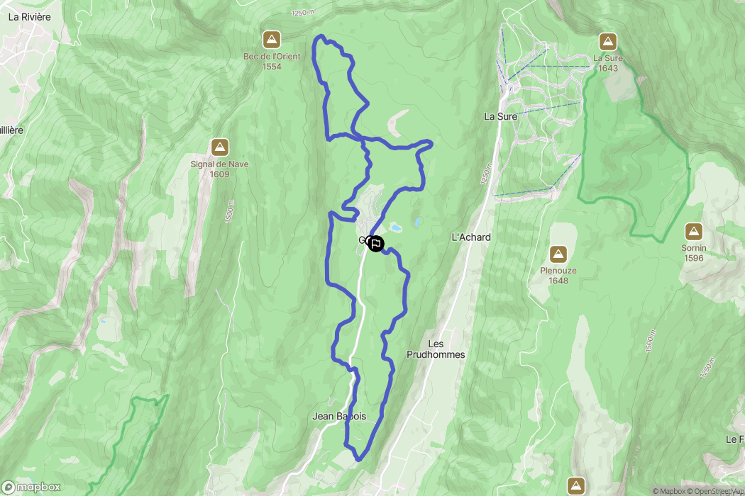 Autrans-Méaudre-en-Vercors : carte du parcours de randonnée - France
